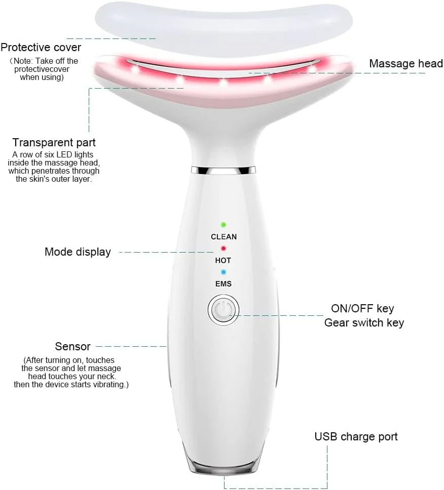 دستگاه زیبایی جوانسازی پوست تریفی برای صورت و گردن، لیفت بر اساس فناوریهای LED، حرارتی و ویبره، لیفت و سفت کننده، ظاهری درخشان (سفید) دستگاه زیبایی جوانسازی پوست تریفی برای صورت و گردن، لیفت بر اساس فناوریهای LED، حرارتی و ویبره، لیفت و سفت کننده، ظاهری درخشان (سفید)