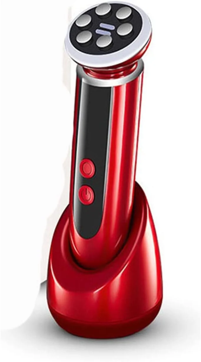 ماسک صورت LED پنج در یک EMS مزوتراپی الکتروپوراسیون RF فرکانس نوری LED دستگاه مراقبت از پوست صورت لیفت سفت کردن ابزارهای مراقبت از پوست درمان جای جوش صورت (رنگ: قرمز، سایز: تک سایز)