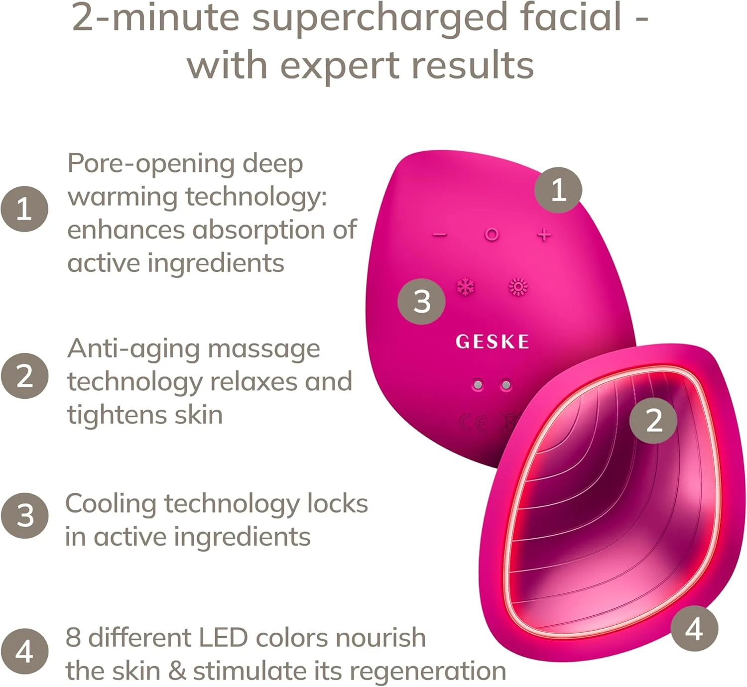 GESKE | ماسک گرم و سرد صوتی SmartAppGuided™ | 9 در 1 | ماسک صورت LED زیبایی | طیف کامل LED و نور قرمز درمانی | گرما | خنک کننده | افزایش جذب محصولات مراقبت از صورت | ماساژور صورت