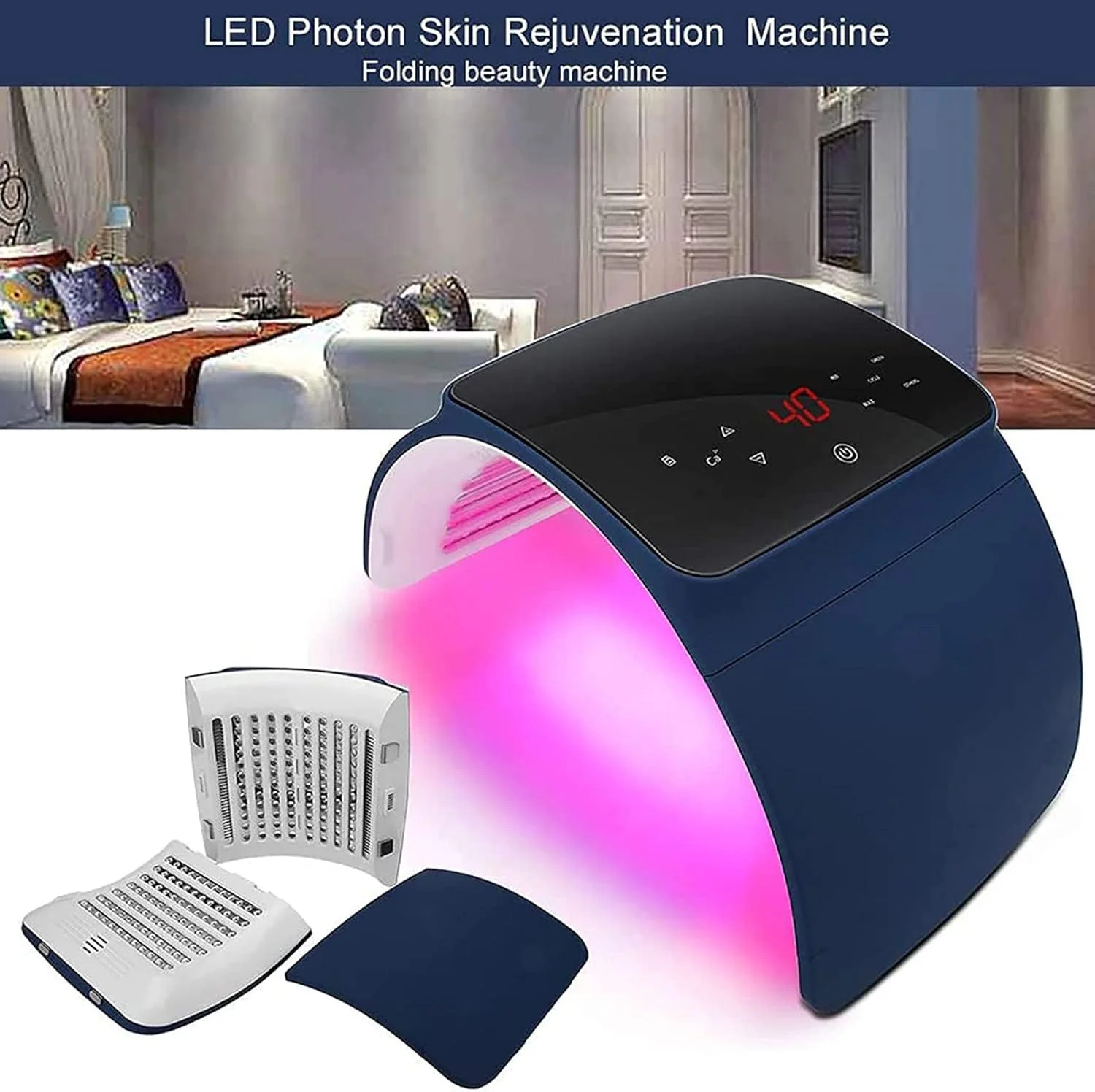 دستگاه زیبایی نور درمانی PDF با 7 رنگ، ماسک نور LED تاشو، دستگاه فوتون جوانسازی پوست، از بین برنده آکنه، ضد چروک