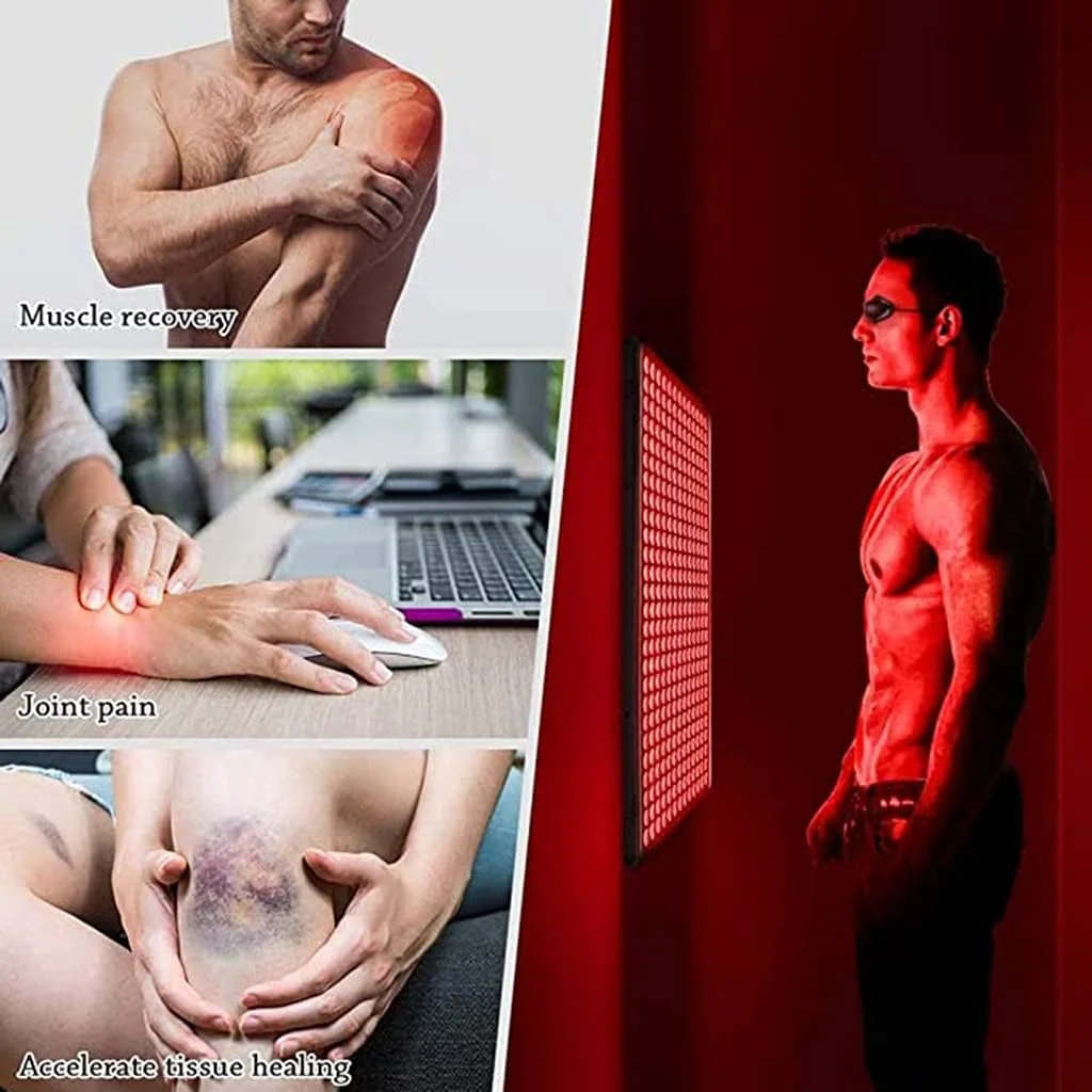 دستگاه نوردرمانی قرمز، پنل نور ال ای دی مادون قرمز 660 نانومتری برای تسکین درد صورت و بدن، مراقبت از پوست، ضد پیری (رنگ: سفید)