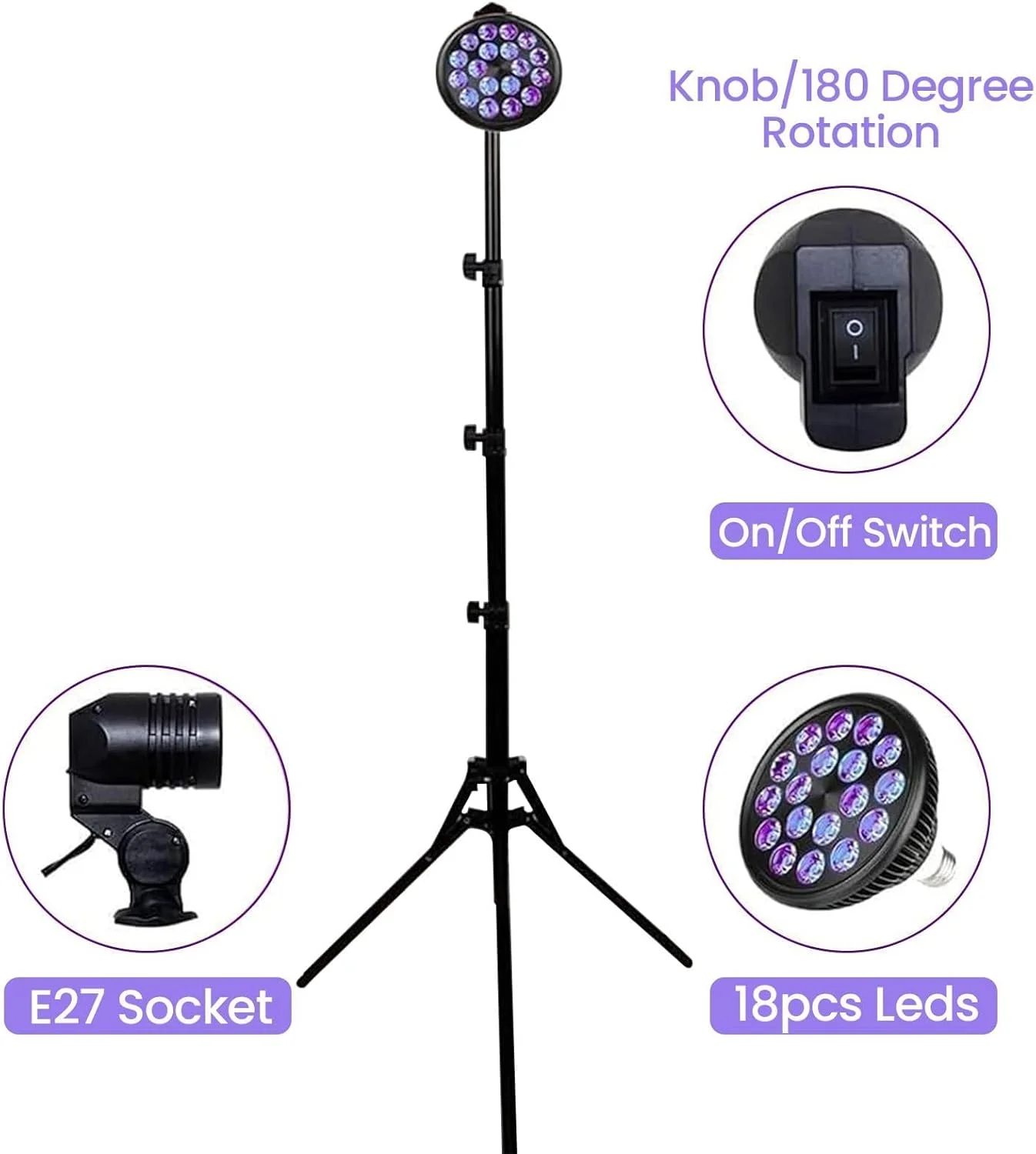 لامپ برنزه کننده 54 وات با سه پایه، دستگاه برنزه کننده صورت و بدن 18 ال ای دی 395 نانومتری، ارتفاع قابل تنظیم، دستگاه آفتاب گرفتن در خانه برای داشتن پوست برنزه در تمام طول سال لامپ برنزه کننده 54 وات با سه پایه، دستگاه برنزه کننده صورت و بدن 18 ال ای دی 395 نانومتری، ارتفاع قابل تنظیم، دستگاه آفتاب گرفتن در خانه برای داشتن پوست برنزه در تمام طول سال