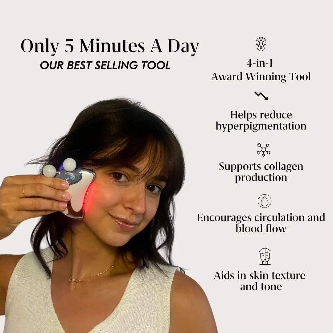 دستگاه گوآ شا LED Mount Lai - Vitality Qi | نور درمانی LED برای صورت | ابزار گوآ شا صورت برای سفت کردن، لیفتینگ، فرم دهی، ضد پیری، رفع تنش | دستگاه لیفت صورت با گرما درمانی دستگاه گوآ شا LED Mount Lai - Vitality Qi | نور درمانی LED برای صورت | ابزار گوآ شا صورت برای سفت کردن، لیفتینگ، فرم دهی، ضد پیری، رفع تنش | دستگاه لیفت صورت با گرما درمانی