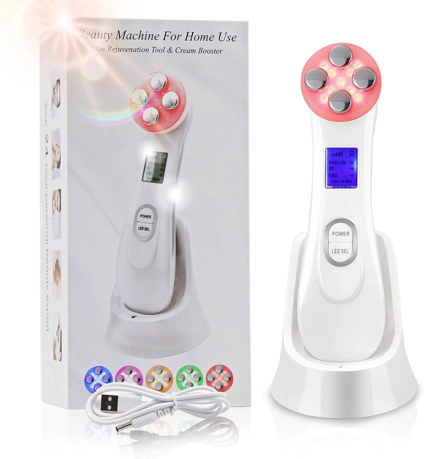 دستگاه لیفتینگ و سفت کننده پوست صورت KASTWAVE، دستگاه زیبایی اولتراسونیک RF 5 در 1، ماساژور پوست با نور LED برای رفع چین و چروک، سفت کننده صورت، ضد پیری، جوانسازی پوست، ابزار مراقبت EMS (سفید) دستگاه لیفتینگ و سفت کننده پوست صورت KASTWAVE، دستگاه زیبایی اولتراسونیک RF 5 در 1، ماساژور پوست با نور LED برای رفع چین و چروک، سفت کننده صورت، ضد پیری، جوانسازی پوست، ابزار مراقبت EMS (سفید)