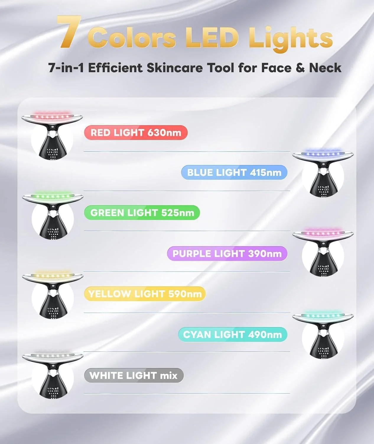 ماساژور صورت و گردن با نور قرمز، ابزار مراقبت از پوست، دستگاه زیبایی ال ای دی 7 رنگ برای استفاده خانگی، ابزار فرم دهی صورت با ارتعاش حرارتی (مشکی)