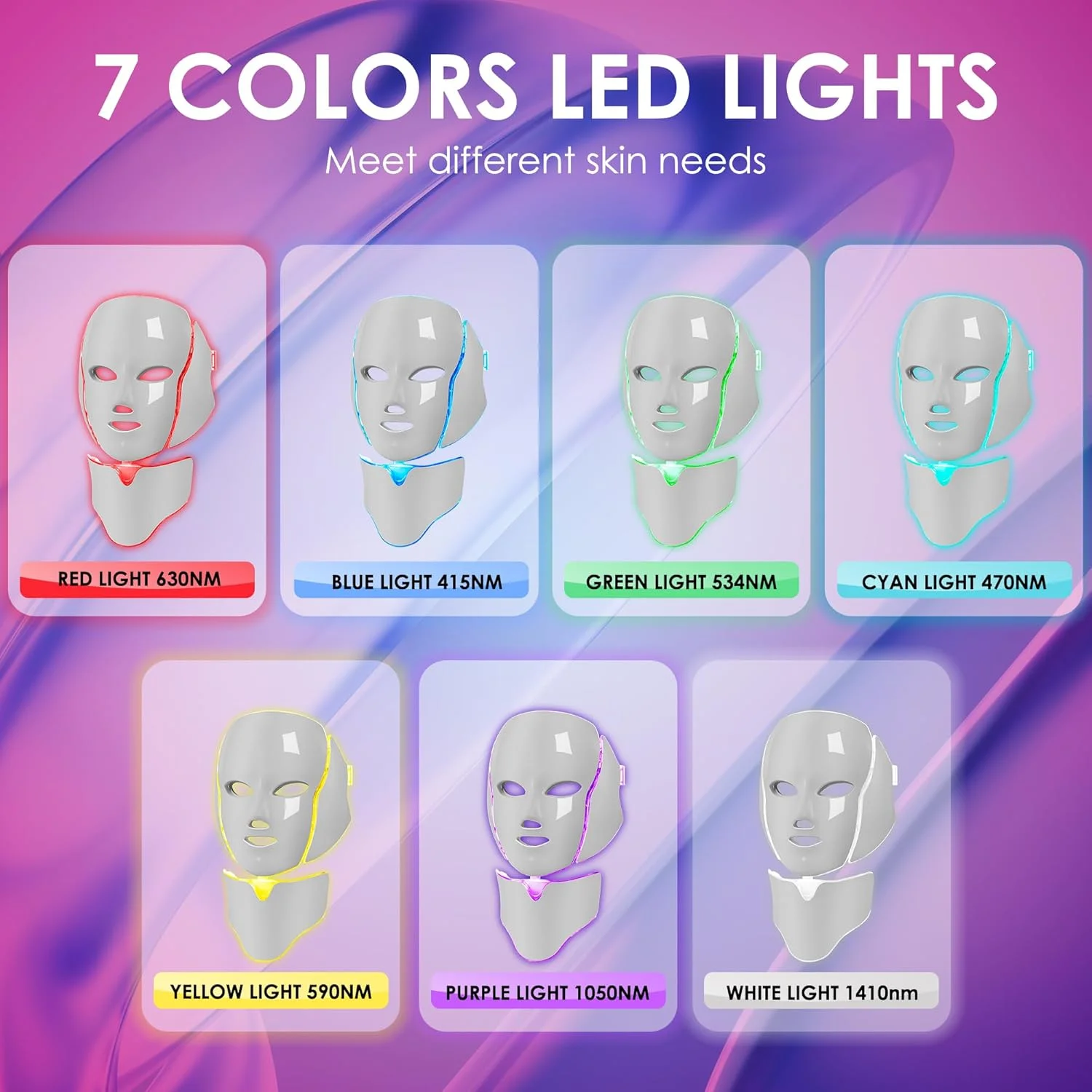 ماسک صورت LED با نور درمانی، ماسک مراقبت از پوست صورت LED با 7 رنگ ماسک صورت LED با نور درمانی، ماسک مراقبت از پوست صورت LED با 7 رنگ