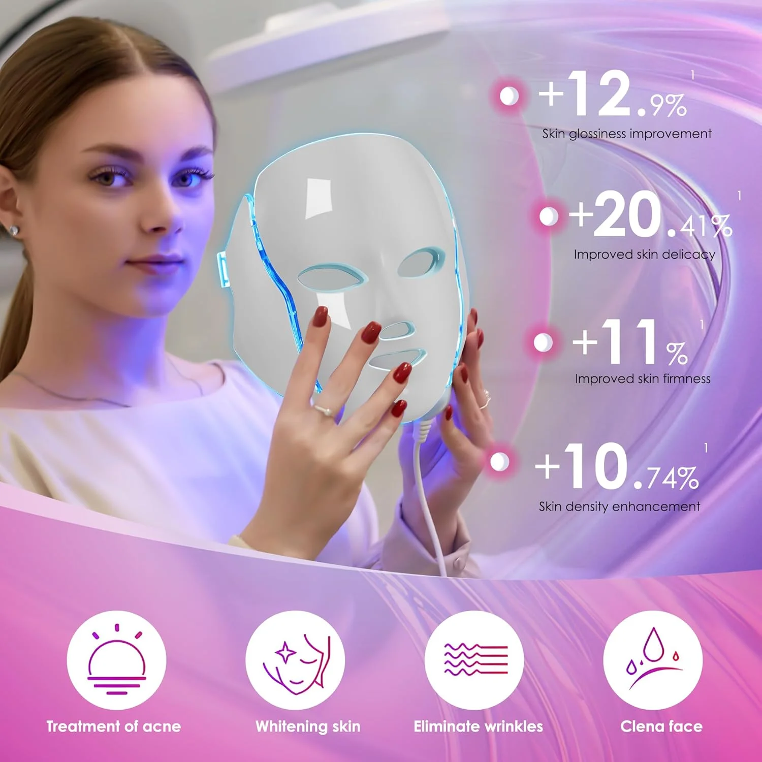 ماسک صورت LED با نور درمانی، ماسک مراقبت از پوست صورت LED با 7 رنگ ماسک صورت LED با نور درمانی، ماسک مراقبت از پوست صورت LED با 7 رنگ