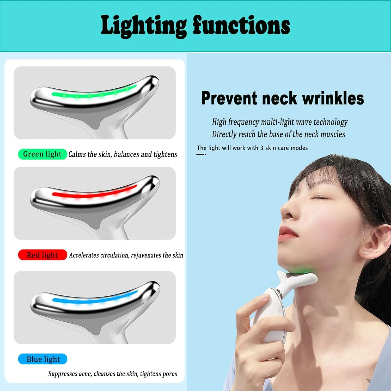 ماساژور صورت ضد چروک، دستگاه زیبایی صورت با 3 حالت، ماساژ صورت EMS برای آقایان و بانوان، دستگاه فرم دهی صورت V شکل، دستگاه زیبایی صورت V در دمای 45 درجه سانتیگراد، دستگاه صورت، ماسک LED