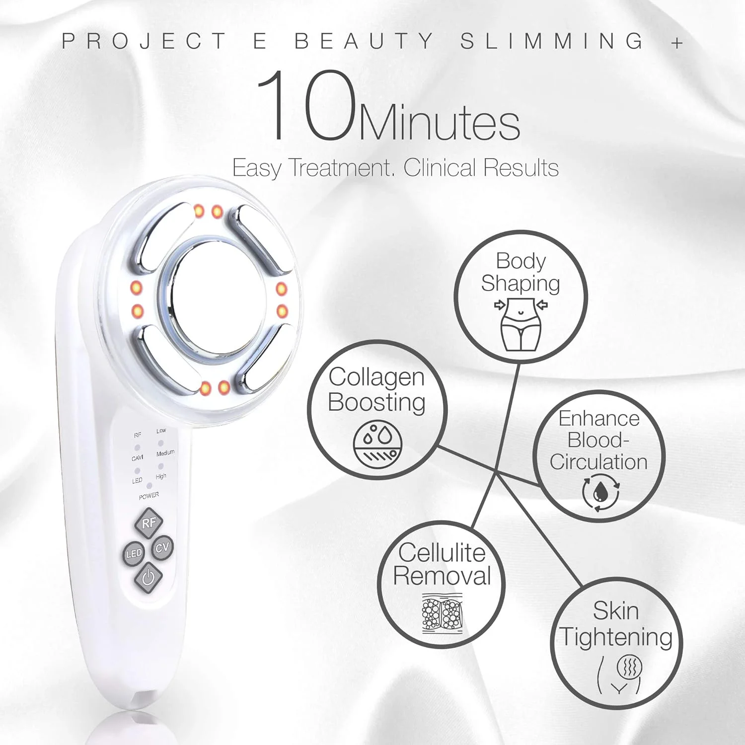 دستگاه لاغری و فرم دهی بدن LED و فرکانس رادیویی (RF) با نور قرمز، ویبره و تحریک کلاژن