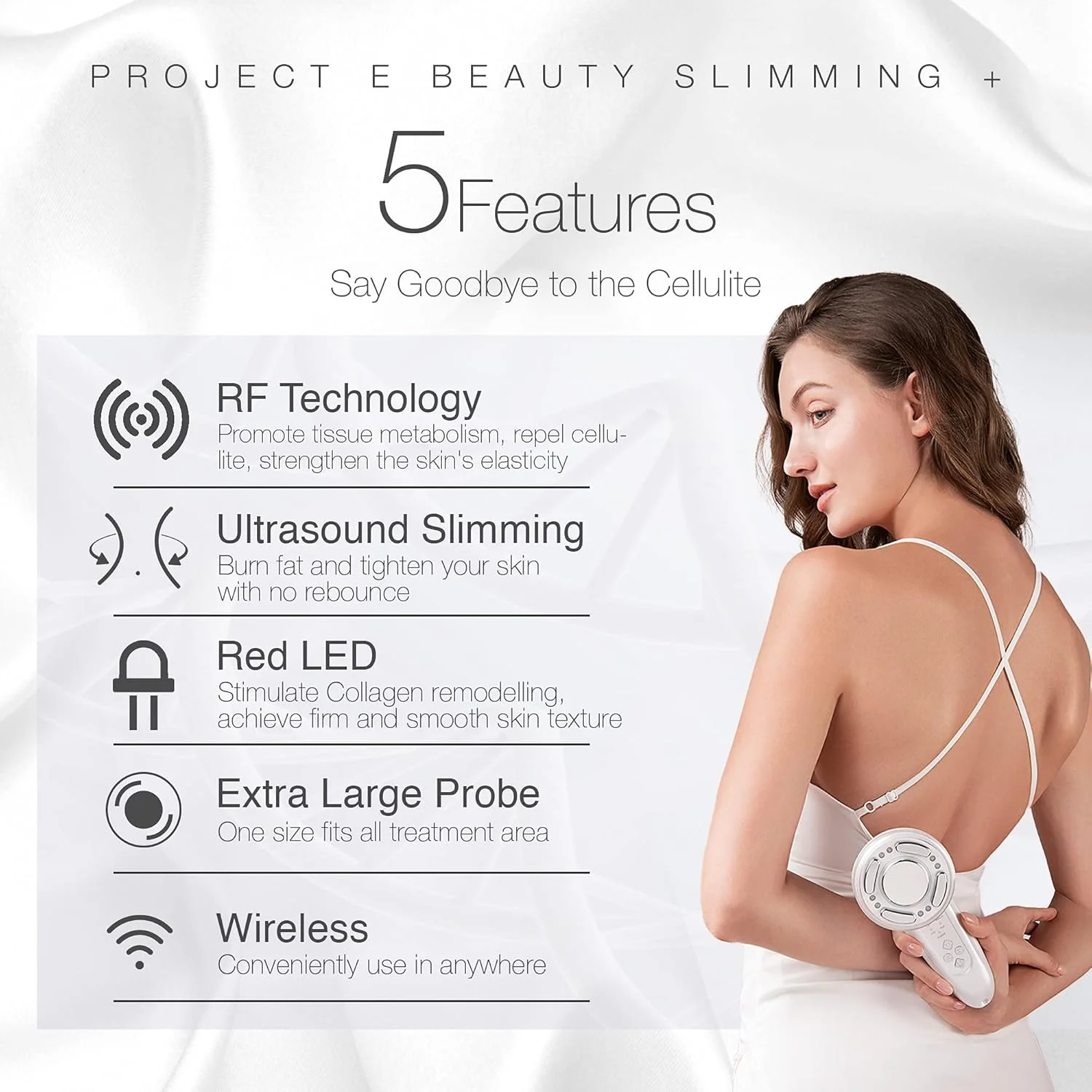 دستگاه لاغری و فرم دهی بدن LED و فرکانس رادیویی (RF) با نور قرمز، ویبره و تحریک کلاژن