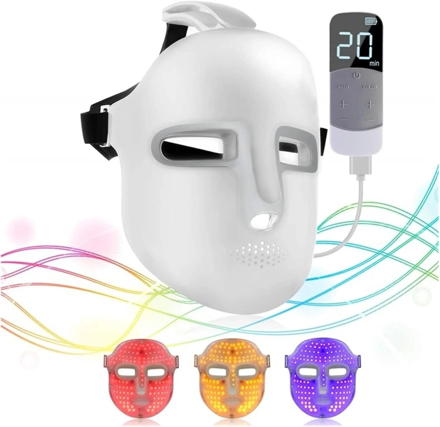 دستگاه جوانسازی پوست ماسک صورت LED خانگی، ابزار جوانسازی پوست با فوتون، طیف سنج، ماسک LED زنانه برای صورت، ماسک LED اسپا برای جوانسازی پوست سالم