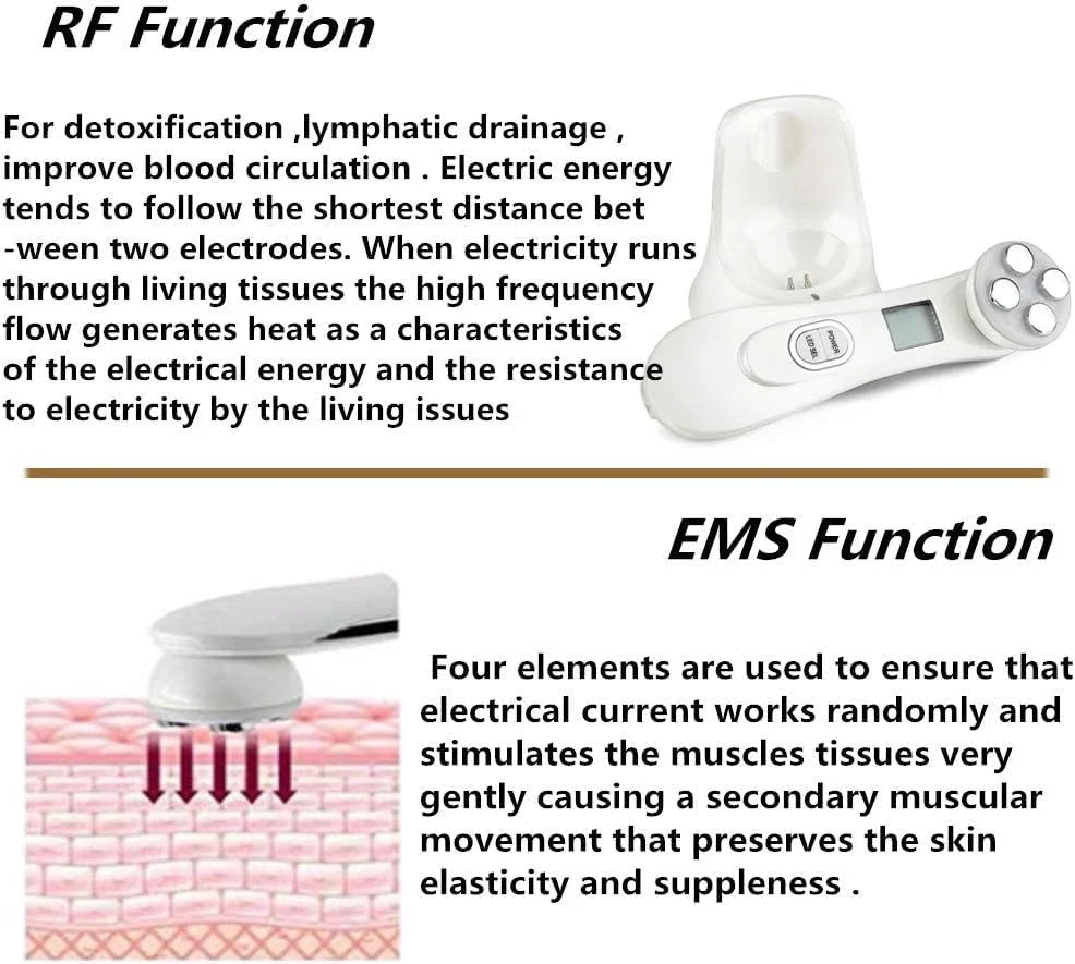 دستگاه سفت کننده پوست با فرکانس رادیویی 5 در 1 KASTWAVE، ماساژور صورت مزوتراپی یونی RF، دستگاه مراقبت از چین و چروک و جوانسازی پوست با فوتون LED