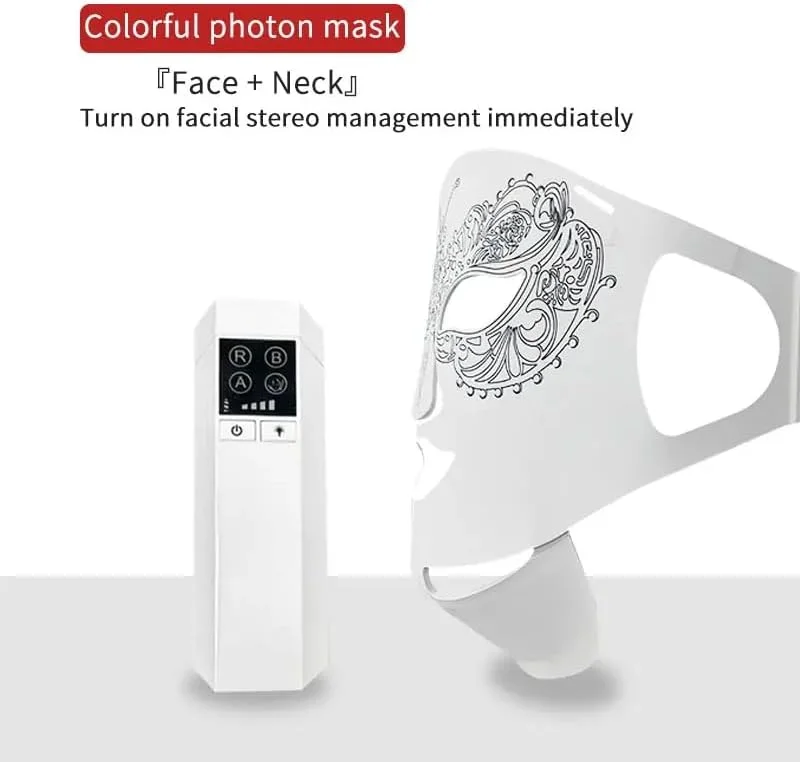 ماسک صورت LED با نور درمانی، 3 حالت، 180 مهره LED، درمان نور قرمز مادون قرمز نزدیک 850 نانومتر، کنترل از راه دور