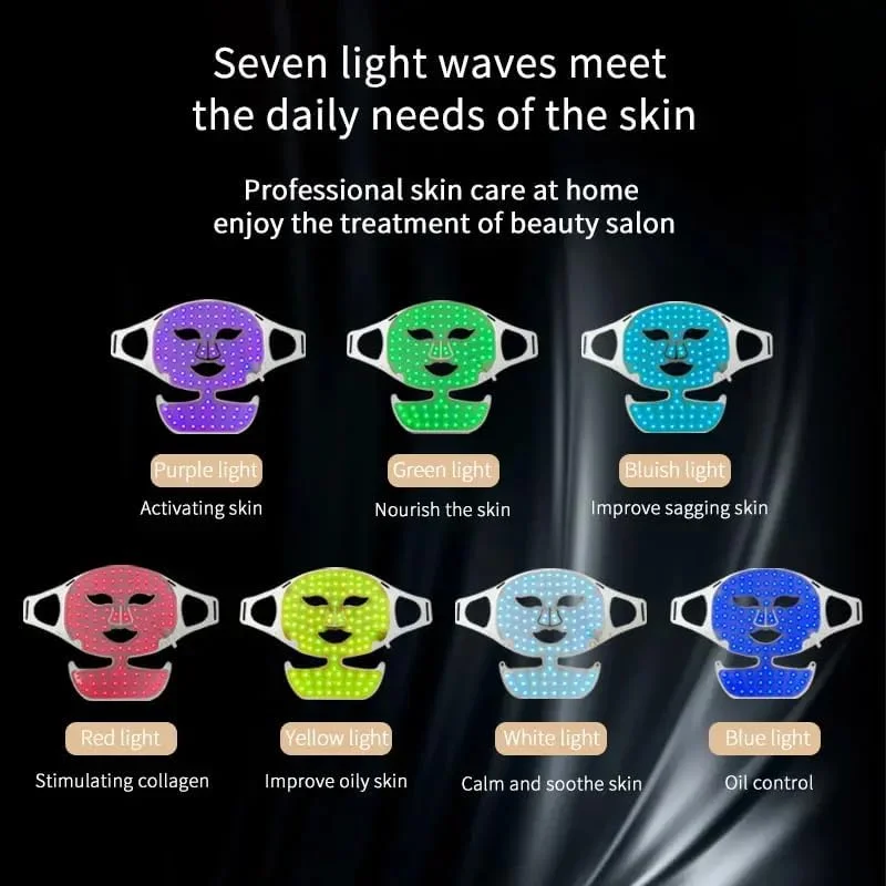 ماسک صورت LED با نور درمانی، 3 حالت، 180 مهره LED، درمان نور قرمز مادون قرمز نزدیک 850 نانومتر، کنترل از راه دور