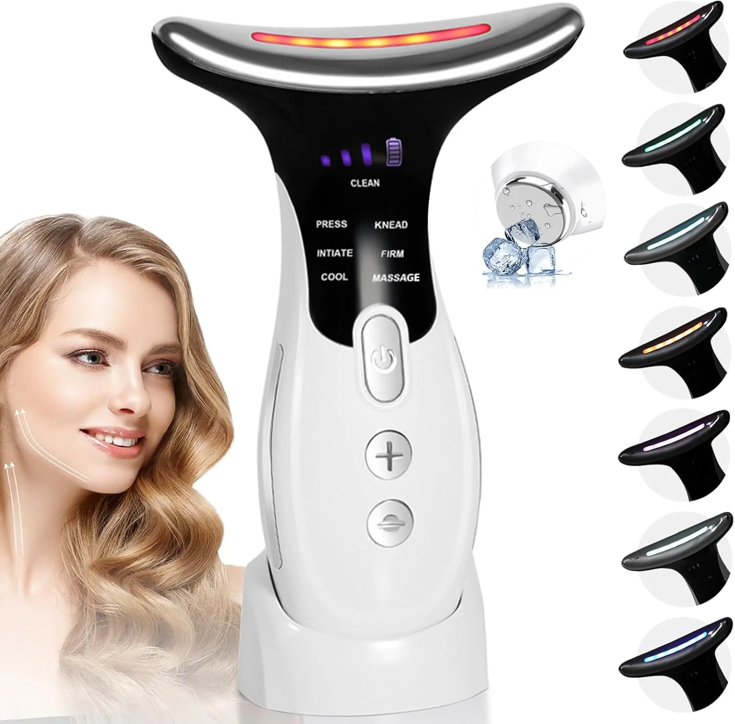 دستگاه ماساژور صورت و لیفتینگ، دستگاه لیفت صورت برقی با سر خنک کننده 5 درجه سانتیگراد - ماساژور میکروکارنت EMS 42 درجه سانتیگراد - 6 حالت 7 LED، مراقبت ضد چروک و ضد پیری برای زنان دستگاه ماساژور صورت و لیفتینگ، دستگاه لیفت صورت برقی با سر خنک کننده 5 درجه سانتیگراد - ماساژور میکروکارنت EMS 42 درجه سانتیگراد - 6 حالت 7 LED، مراقبت ضد چروک و ضد پیری برای زنان