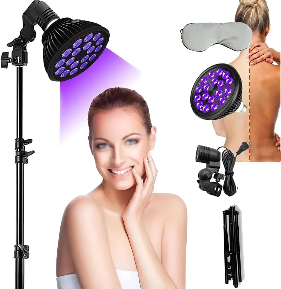 چراغ برنزه کننده با پایه سه پایه، 54 وات 395 نانومتر، چراغ برنزه کننده صورت خانگی 18 عدد LED، ارتفاع قابل تنظیم، دستگاه تاشو برنزه کننده صورت، چراغ ایستاده LED برای صورت، بدن، برنزه تمام سال چراغ برنزه کننده با پایه سه پایه، 54 وات 395 نانومتر، چراغ برنزه کننده صورت خانگی 18 عدد LED، ارتفاع قابل تنظیم، دستگاه تاشو برنزه کننده صورت، چراغ ایستاده LED برای صورت، بدن، برنزه تمام سال