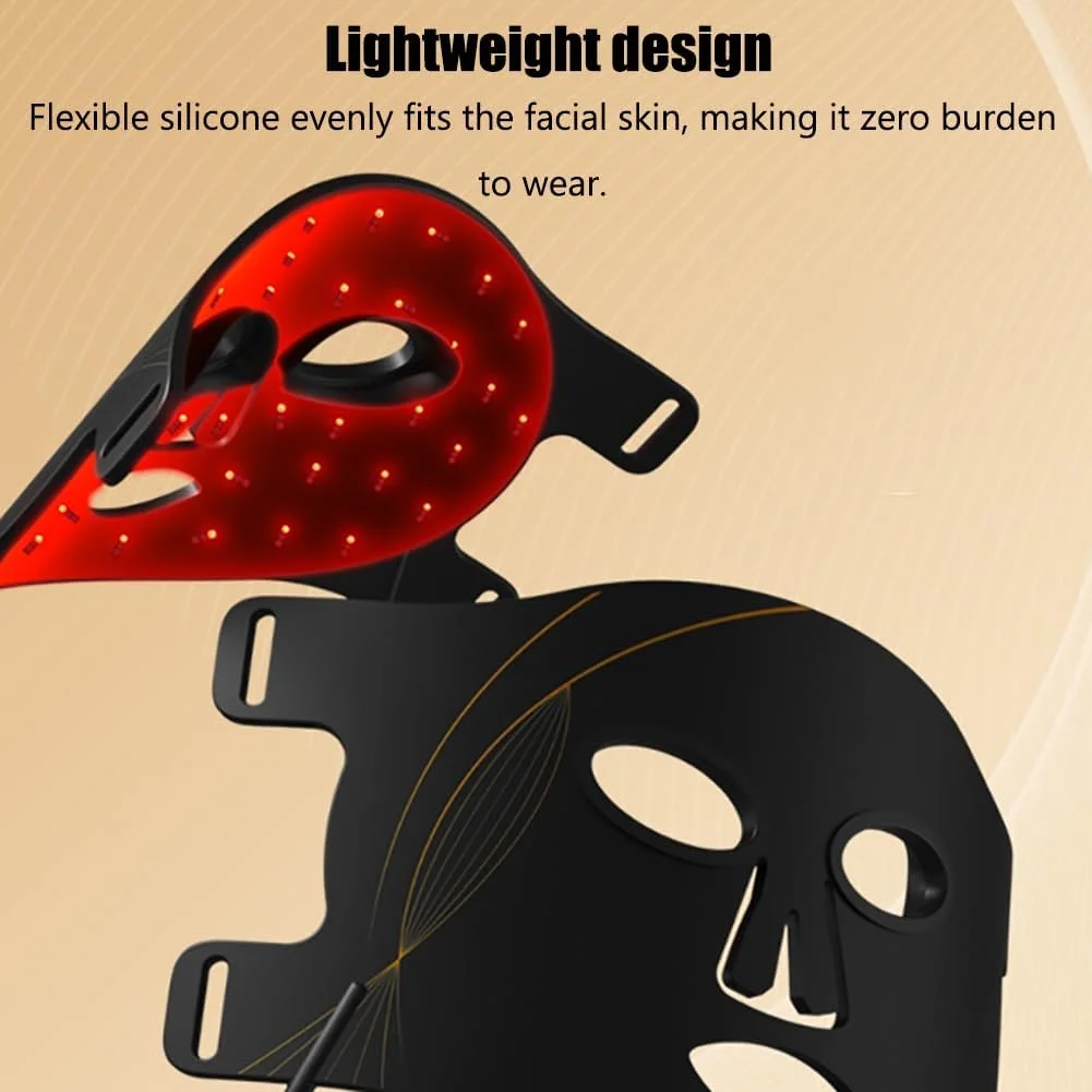 ماسک ال ای دی تراپی نور، ماسک صورت ال ای دی تراپی نور بی سیم، 4 منبع نور، تنظیم شدت 3 سرعته، 180 مهره لامپ، جنس سیلیکونی نرم، برای ترمیم/کنترل جوش/روشن کننده پوست