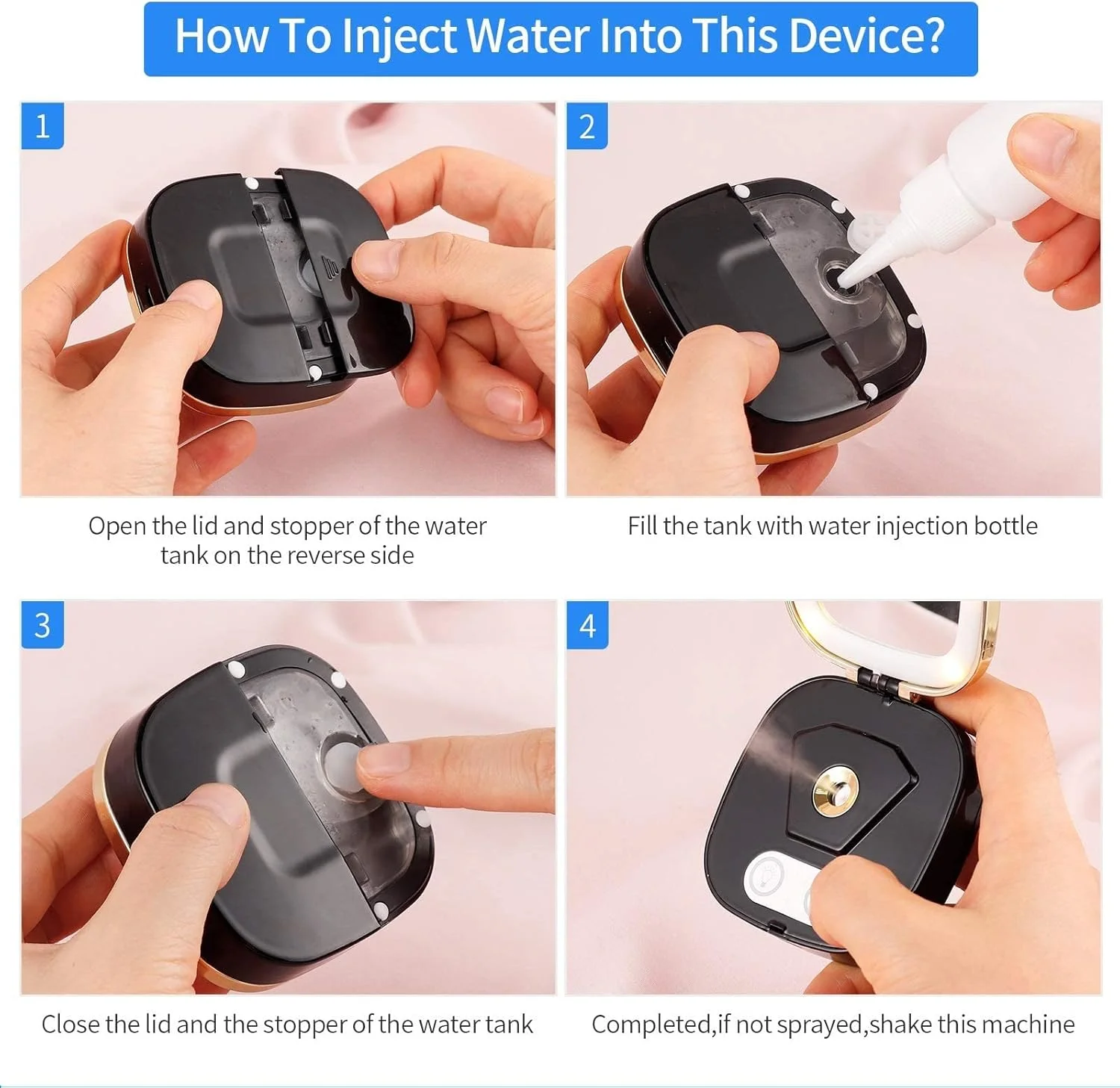 آینه آرایشی با شارژ USB، دارای اسپری نانو میست، آینه لامپ لوازم آرایشی، مرطوب کننده صورت، آینه نور LED قابل حمل، دستگاه زیبایی (رنگ: سفید)