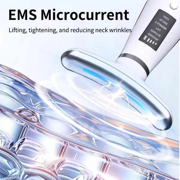 دستگاه لیفت صورت، ماساژور صورت ضد چروک، دستگاه زیبایی صورت با 3 حالت، دستگاه زیبایی صورت V با دمای 45 درجه سانتیگراد برای سفت کردن و لیفت پوست، دستگاه EMS صورت برای مردان و زنان (سفید)