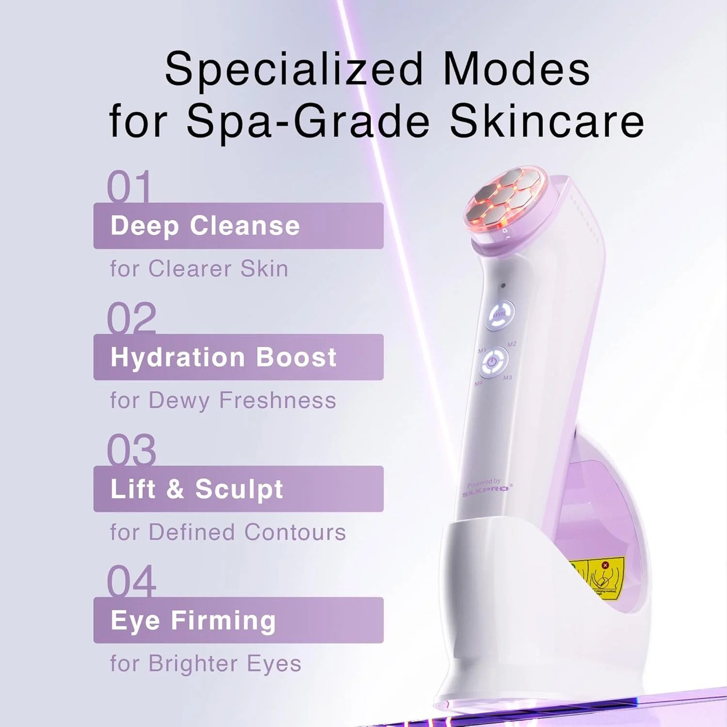 دستگاه زیبایی چندکاره DermRays مدل M1، دستگاه میکر current خانگی 4 در 1، برای سفت کردن صورت، کاهش چین و چروک، لیفتینگ، تقویت رنگ پوست و افزایش درخشندگی