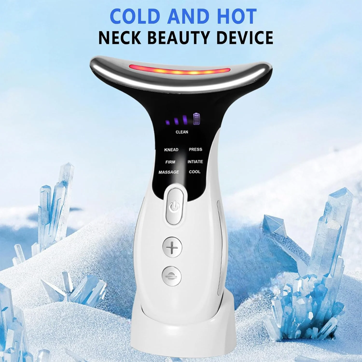 دستگاه ماساژور صورت و لیفتینگ، دستگاه لیفت صورت برقی با سر خنک کننده 5 درجه سانتیگراد - ماساژور میکروکارنت EMS 42 درجه سانتیگراد - 6 حالت 7 LED، مراقبت ضد چروک و ضد پیری برای زنان