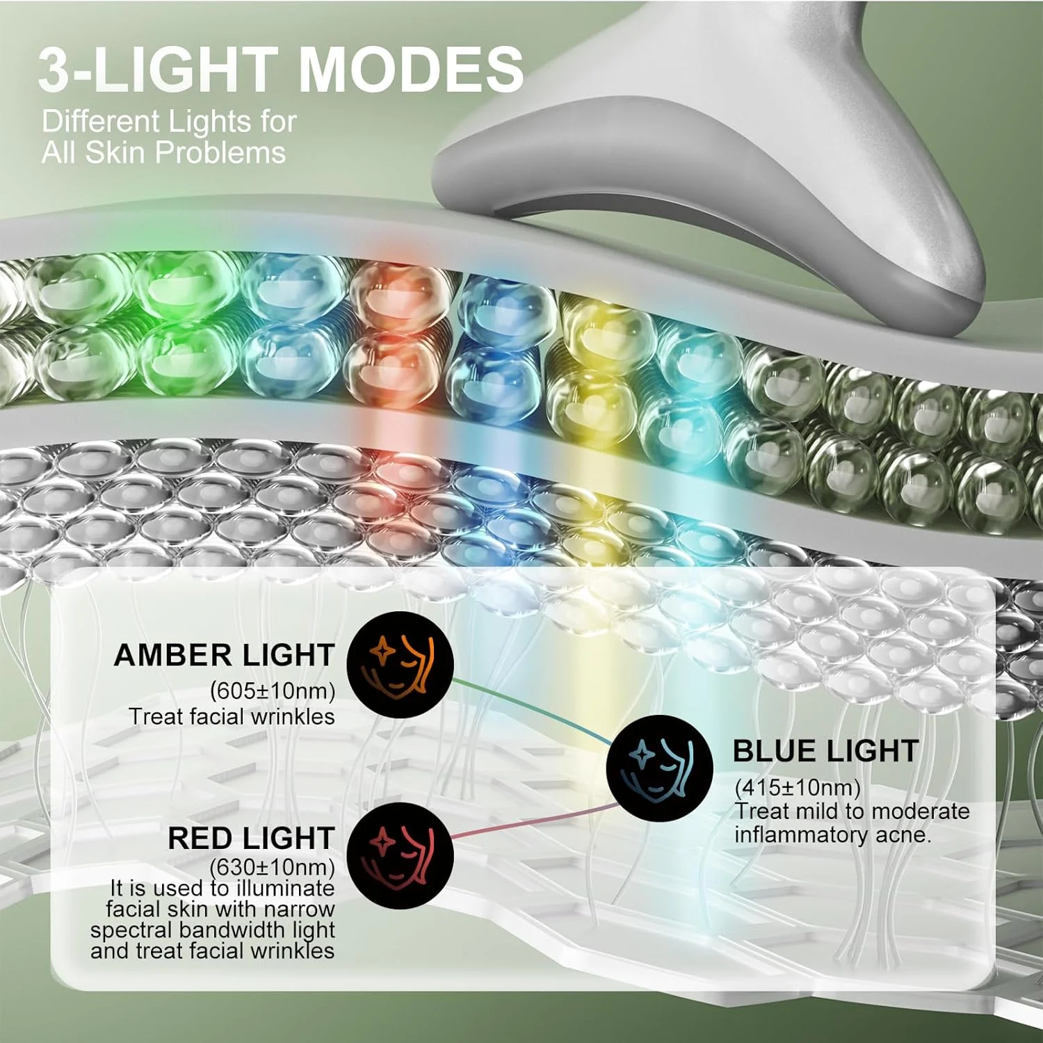 نور درمانی قرمز برای صورت، ابزار ماساژور صورت LED با ویبره، ماساژور صورت قابل حمل برای مراقبت از پوست در خانه، ابزار فرم دهی صورت و کاهش دهنده چین و چروک، دستگاه زیبایی صورت میکروکارنت (مدل AM-810W)