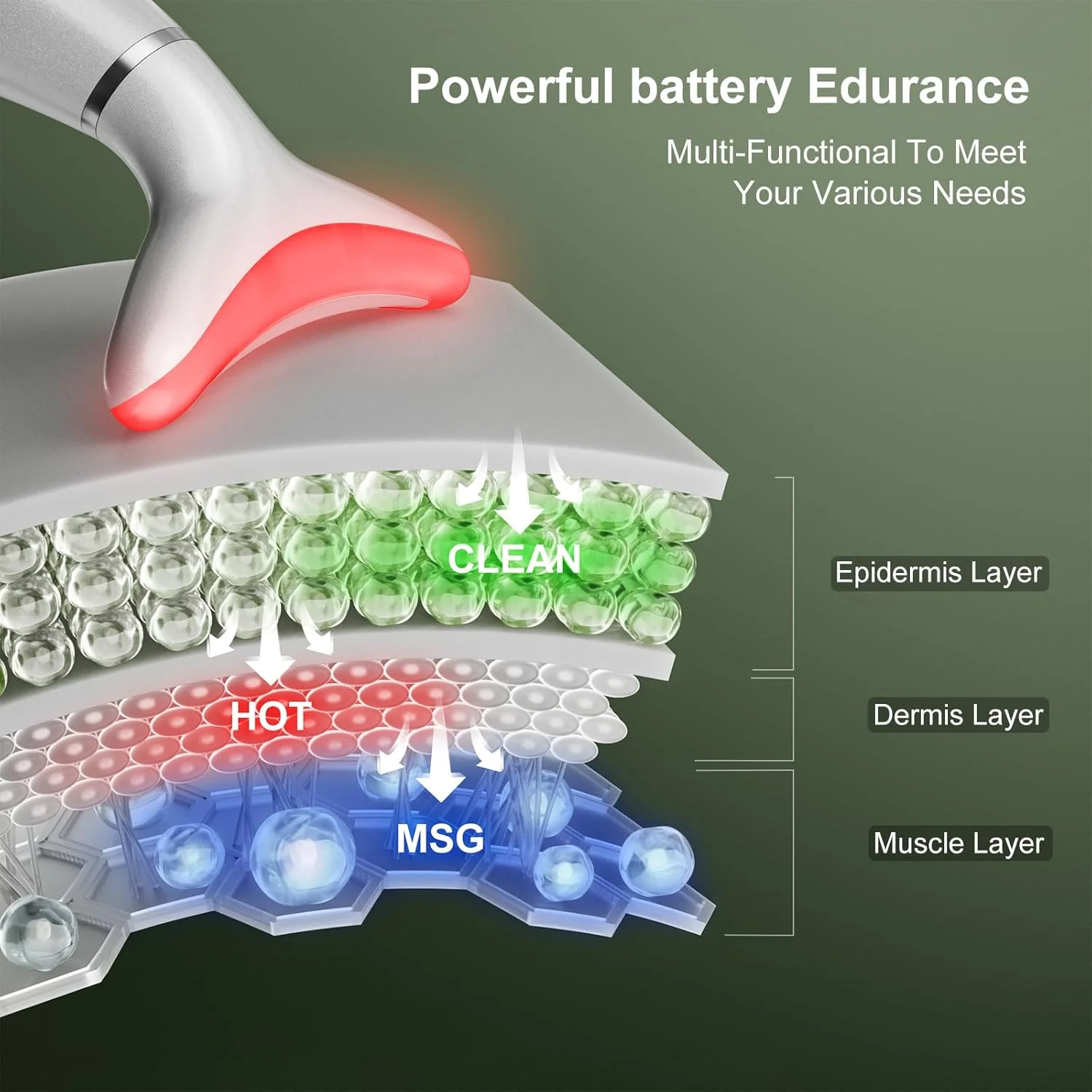 نور درمانی قرمز برای صورت، ابزار ماساژور صورت LED با ویبره، ماساژور صورت قابل حمل برای مراقبت از پوست در خانه، ابزار فرم دهی صورت و کاهش دهنده چین و چروک، دستگاه زیبایی صورت میکروکارنت (مدل AM-810W)