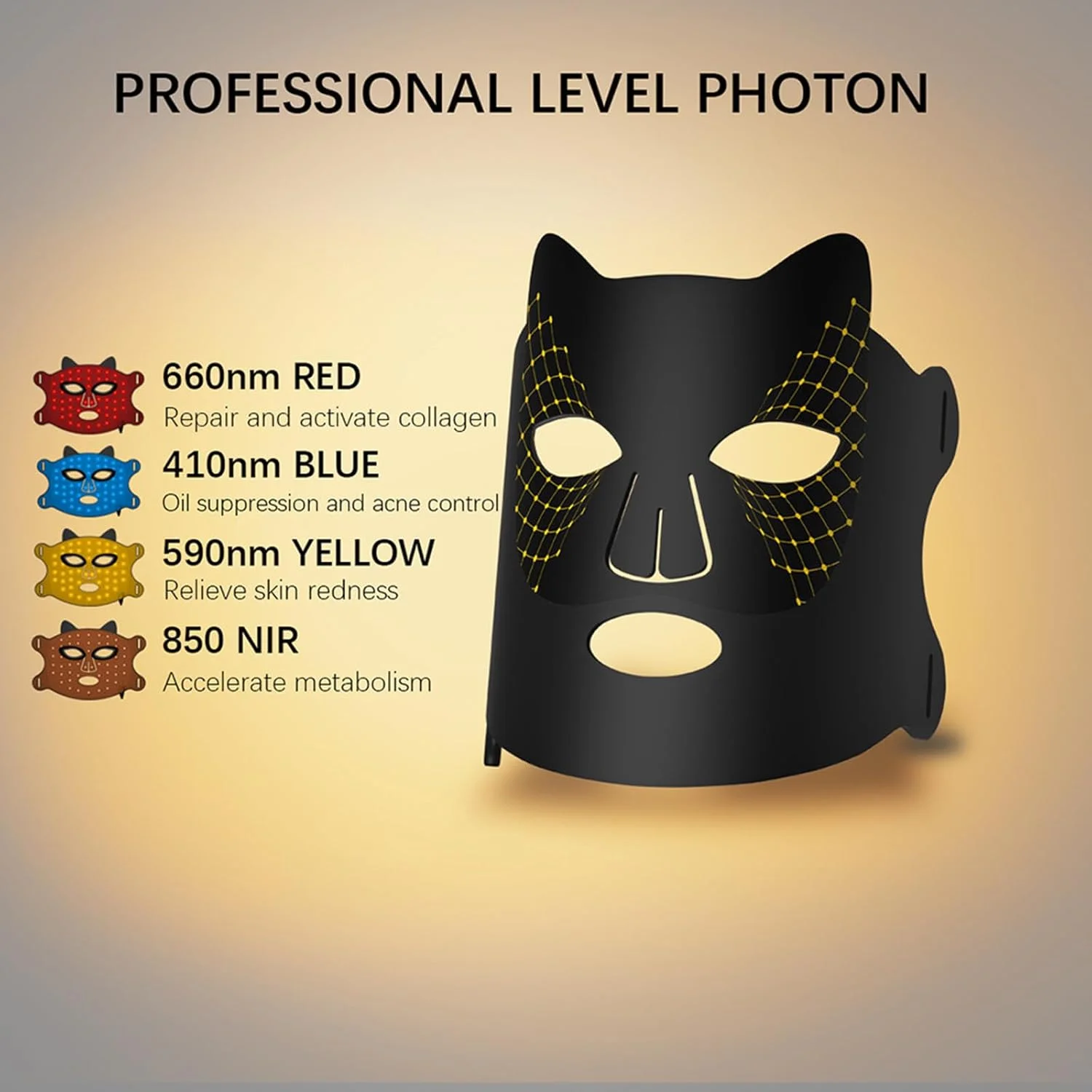 دستگاه ماسک صورت خانگی، دستگاه زیبایی ماسک ژل سیلیکا LED، ضد پیری | کاهش چین و چروک | ضد التهاب | روشن کننده مراقبت از پوست