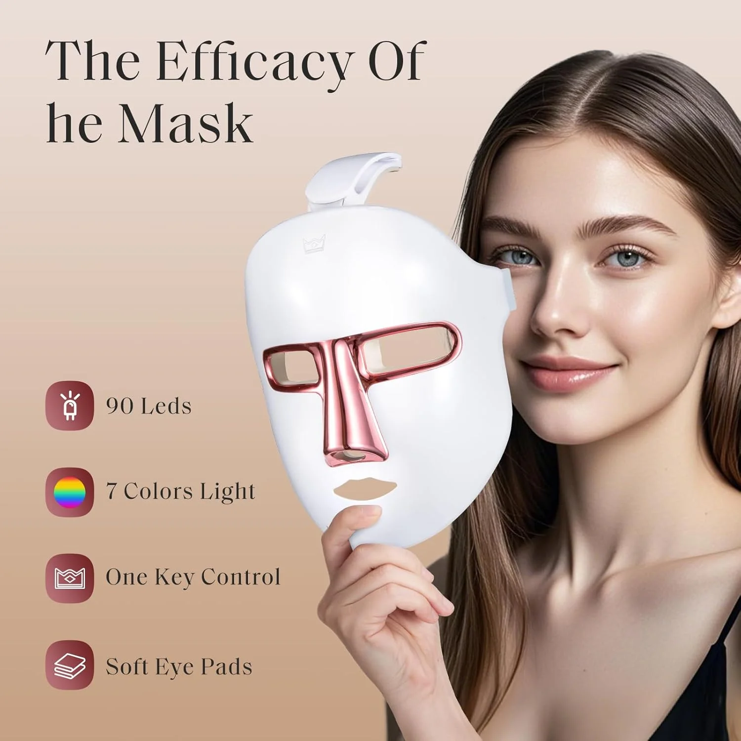 ماسک نور قرمز برای صورت، ماسک نور قرمز 7 رنگ با 90 ال ای دی، دستگاه مراقبت از صورت در منزل، بی سیم، قابل حمل و قابل شارژ