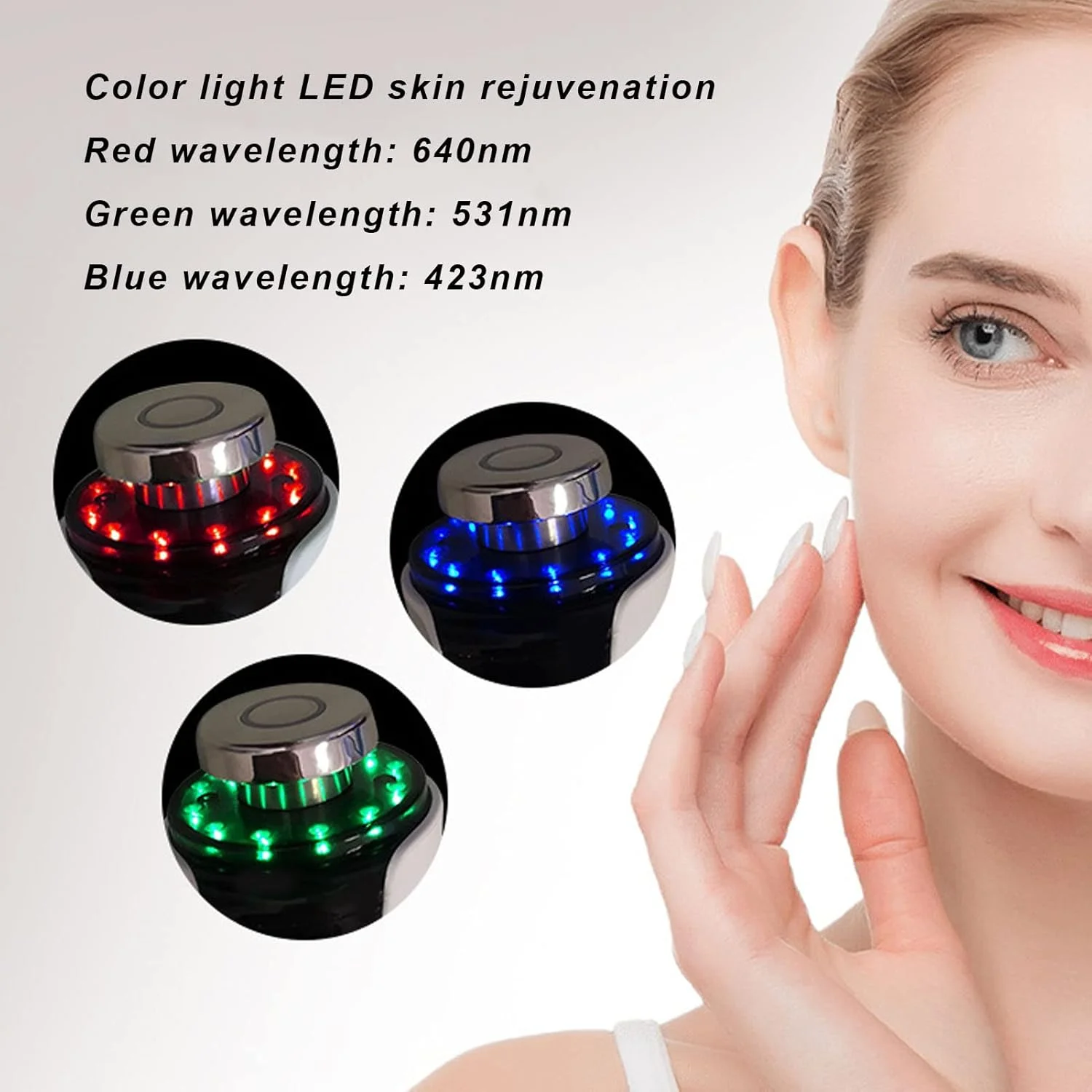 دستگاه زیبایی صورت و چشم RF، دستگاه سفت کننده پوست و کاهش چین و چروک با نور رنگی LED و 5 حالت میکروکارنت