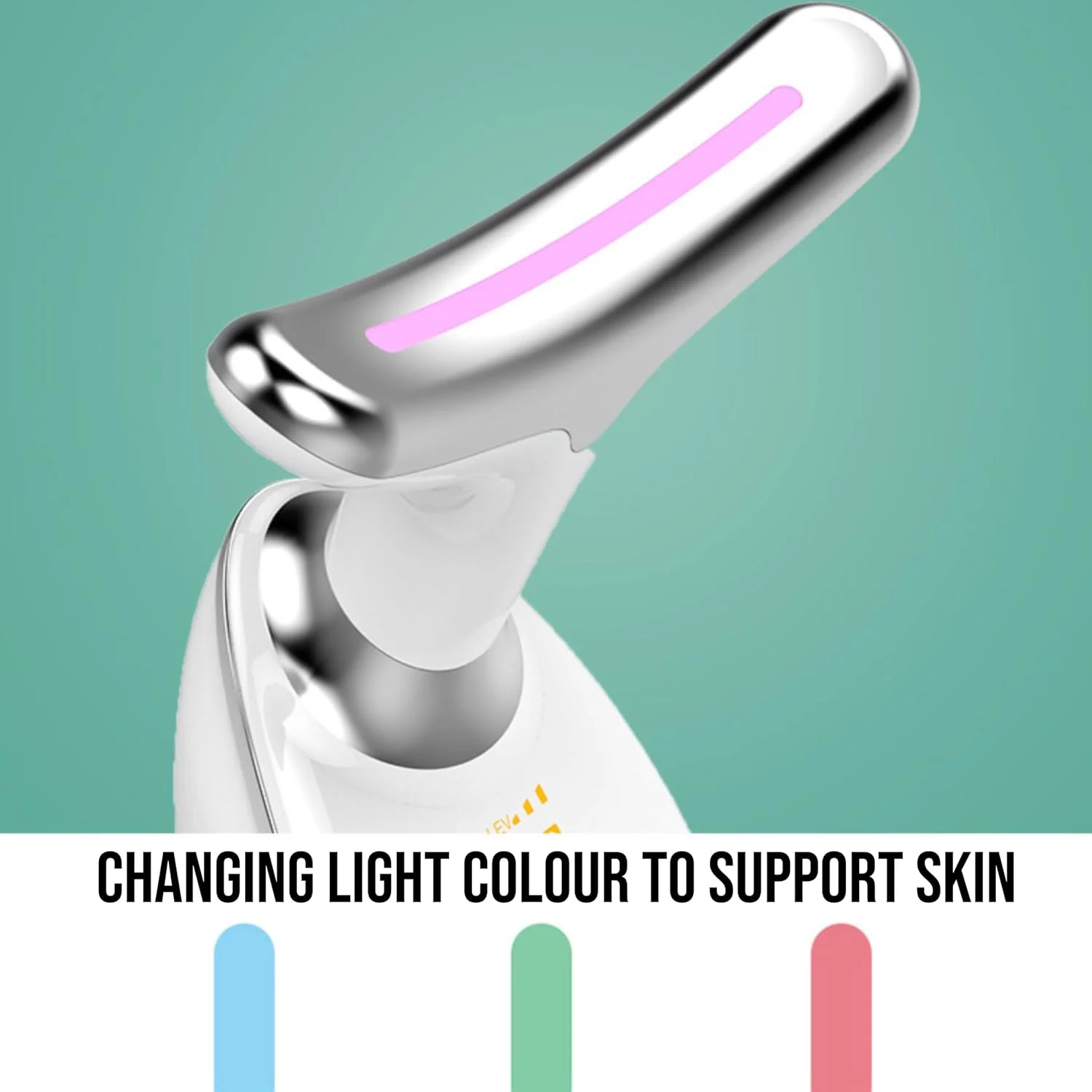 ماساژور صورت و گردن - 3 حالت ماساژ و 7 رنگ نور ال ای دی برای مراقبت از پوست، ضد پیری و ضد چروک، برای لاغری صورت و بهبود روتین پوستی