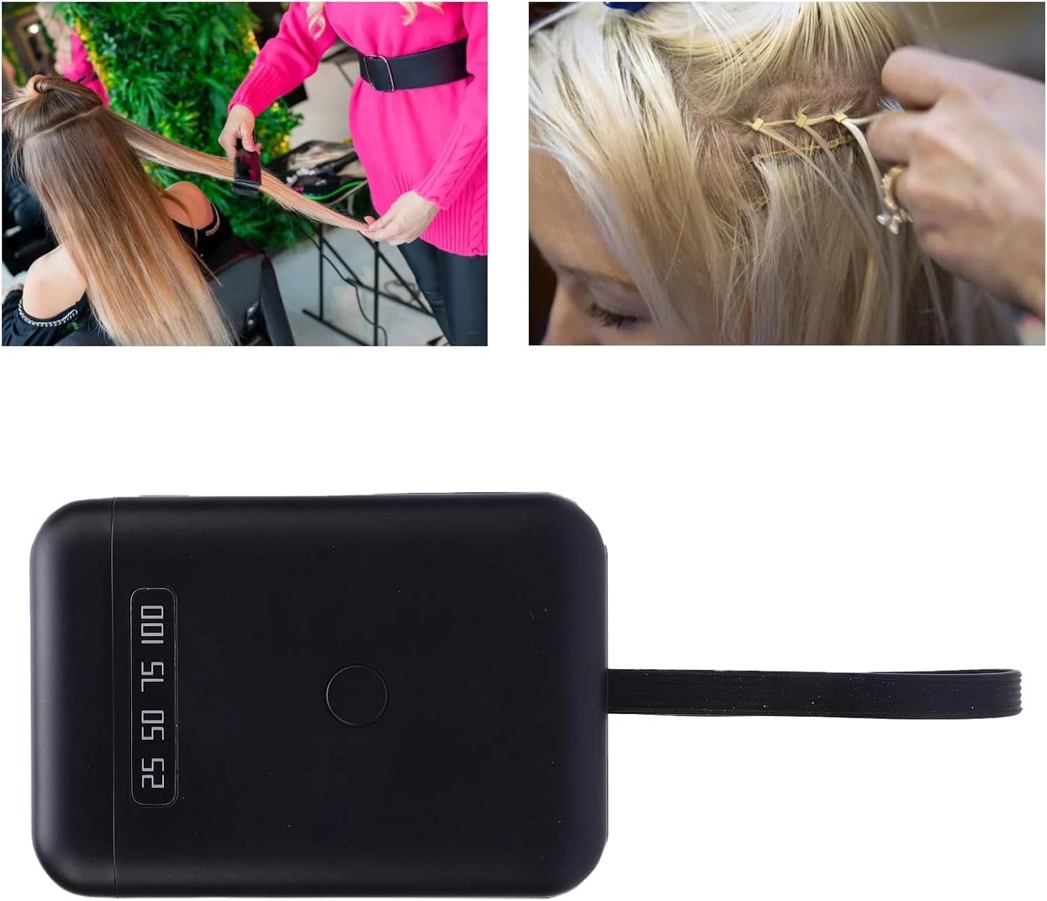 چراغ خشک کننده اکستنشن مو 6 LED فوکتی 405 نانومتر، نشانگر باتری، باتری قابل شارژ 5000 میلی آمپر ساعتی، طراحی سبک وزن، خشک کردن سریع برای سالن و خانه، طراحی شده با خاموش شدن خودکار ایمنی (مشکی)