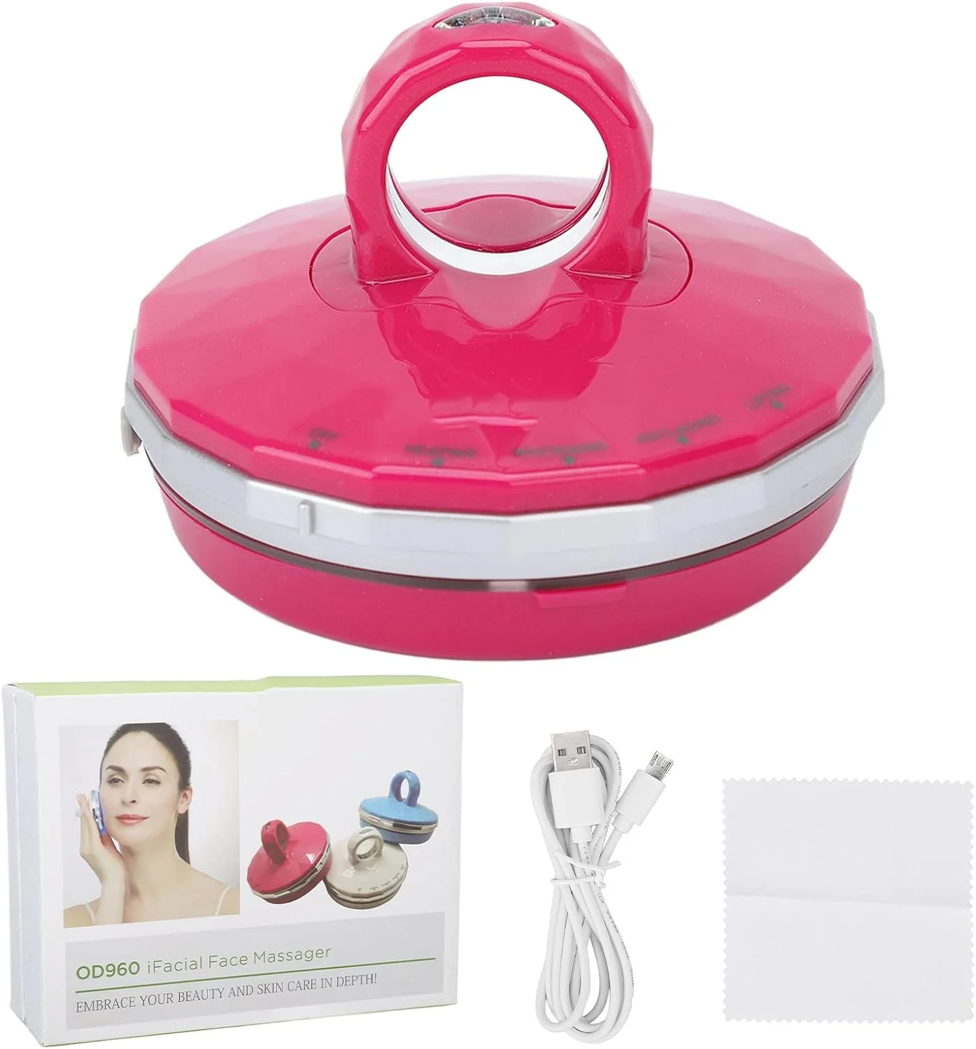 دستگاه زیبایی صورت LED، ماساژور صورت قابل حمل خانگی با 4 حالت قابل تنظیم، کمپرس گرم، لیفت و سفت کننده پوست