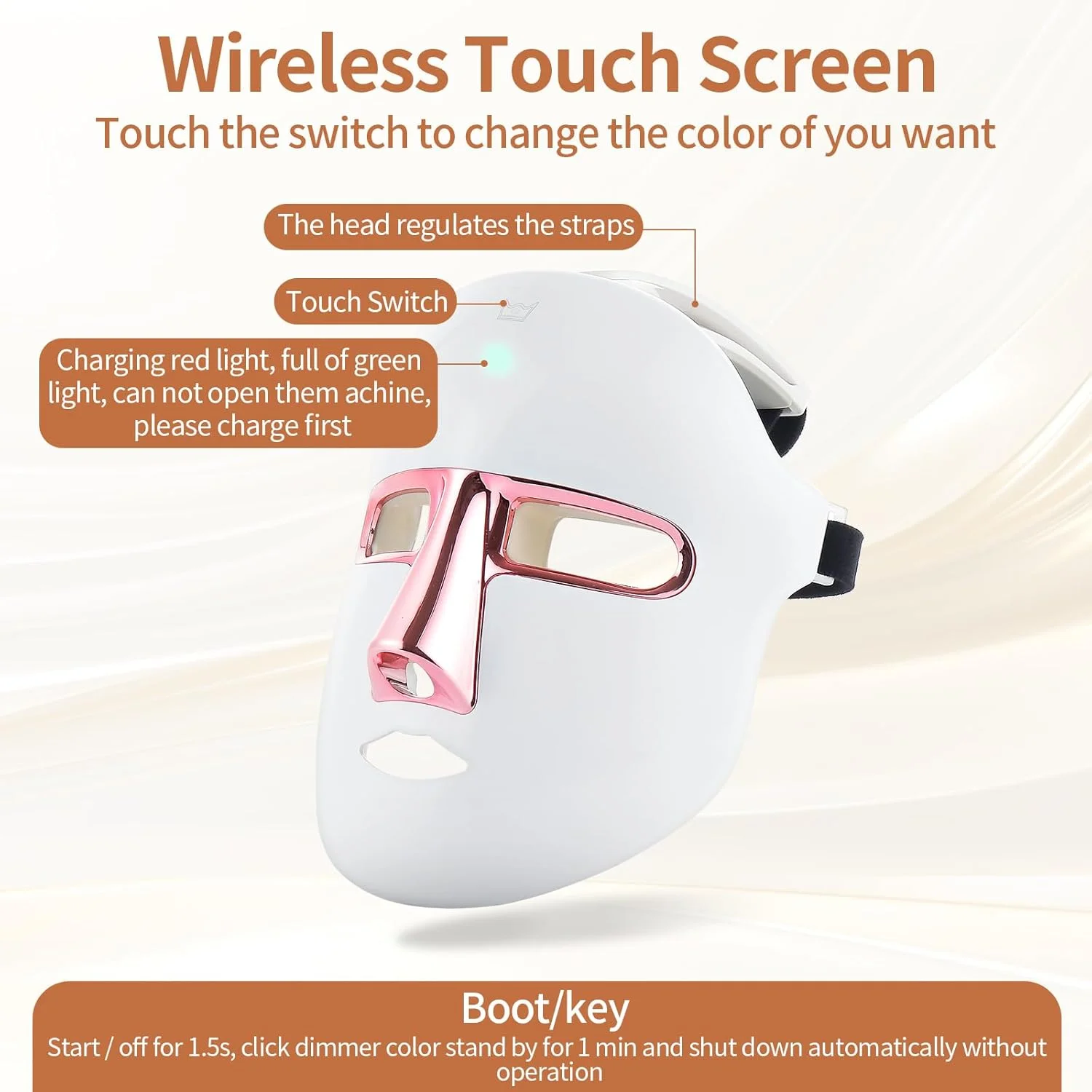 ماسک نور درمانی LED صورت، دستگاه نور درمانی فوتون مادون قرمز برای سفت کردن پوست، درمان آکنه، ضد پیری، صاف کردن چین و چروک، خطوط ریز، نور قرمز و آبی