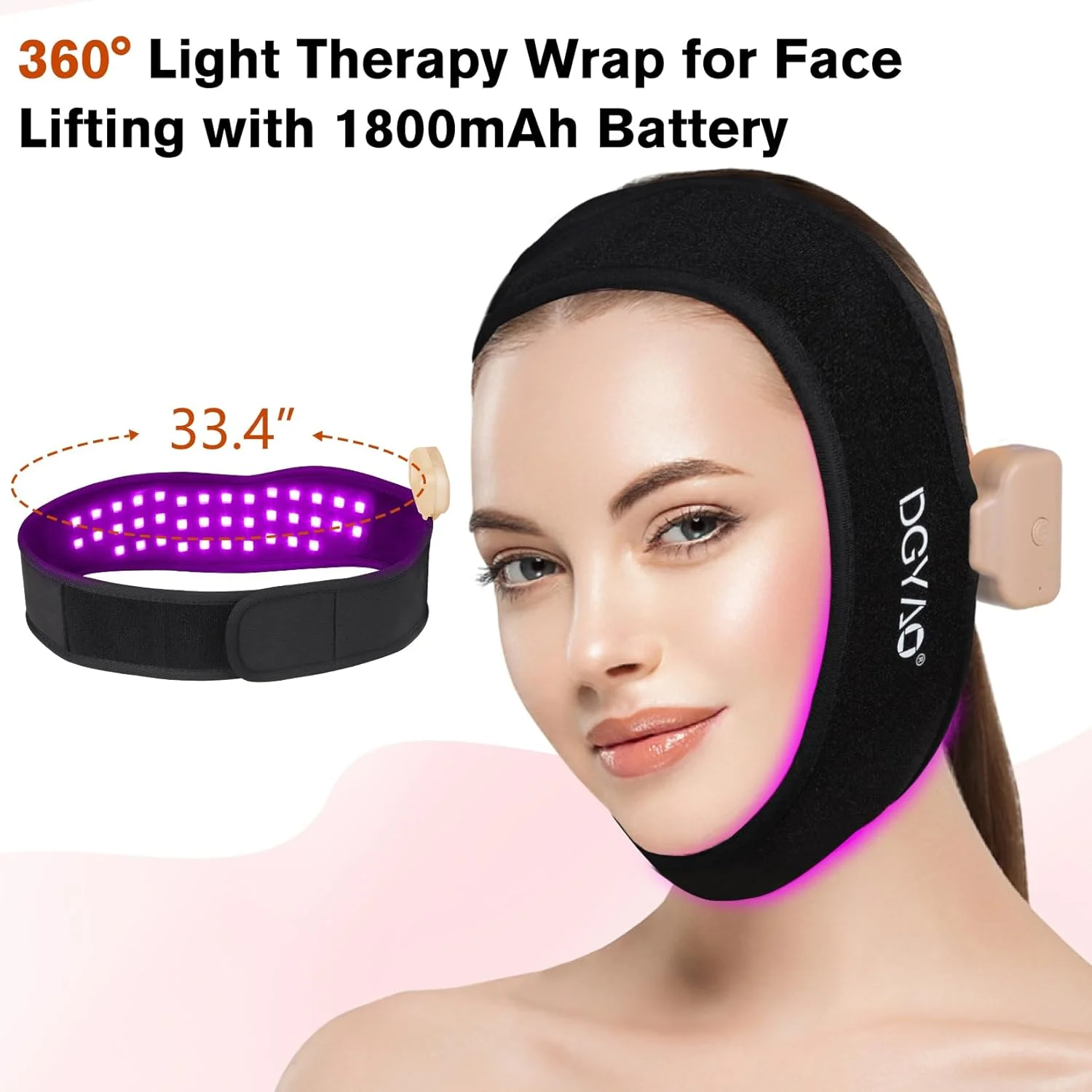 دستگاه نوردرمانی قرمز TUOB برای سفت کردن گردن و چانه و لیفت صورت V، کمربند نوردرمانی LED مادون قرمز 8 رنگ، دستگاه نوردرمانی شارژی و بی سیم برای تسکین درد مچ دست و گردن و سفت کردن چانه