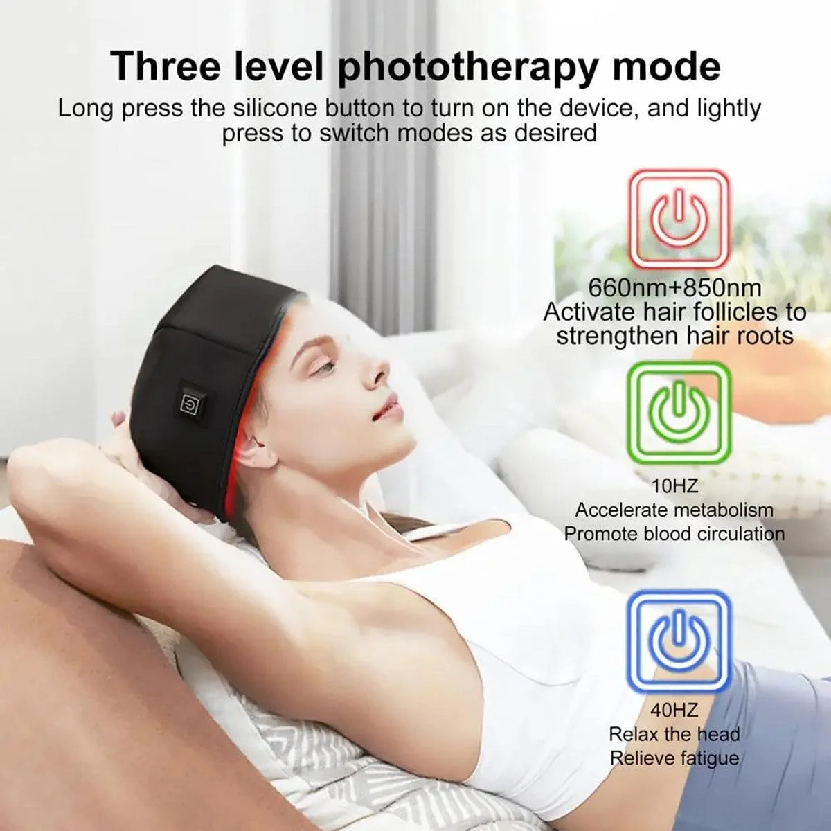 کلاه درمان با نور قرمز برای رشد مو، کلاه فوتوتراپی با طول موج دوگانه 660 نانومتر و 850 نانومتر با 120 ال ای دی برای مردان و زنان، بهبود سلامت پوست سر و کاهش شوره سر، خاکستری