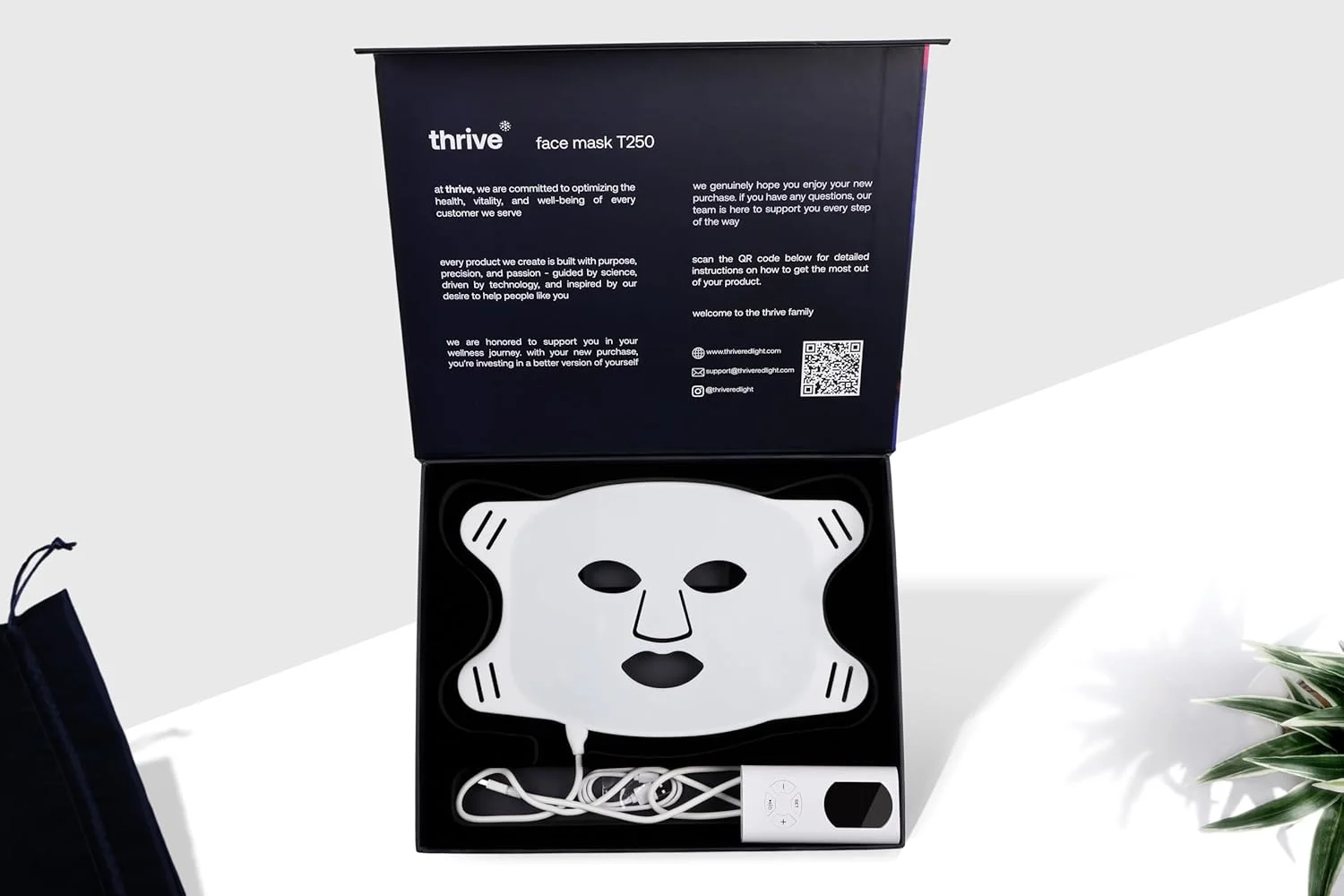 ماسک نور قرمز تراپی Thrive T250 - دستگاه LED بی سیم دارای مجوز FDA (قرمز 633 نانومتر و مادون قرمز 850 نانومتر) برای جوانسازی پوست، کاهش چین و چروک، درمان آکنه و افزایش کلاژن - مراقبت از پوست با اثبات بالینی