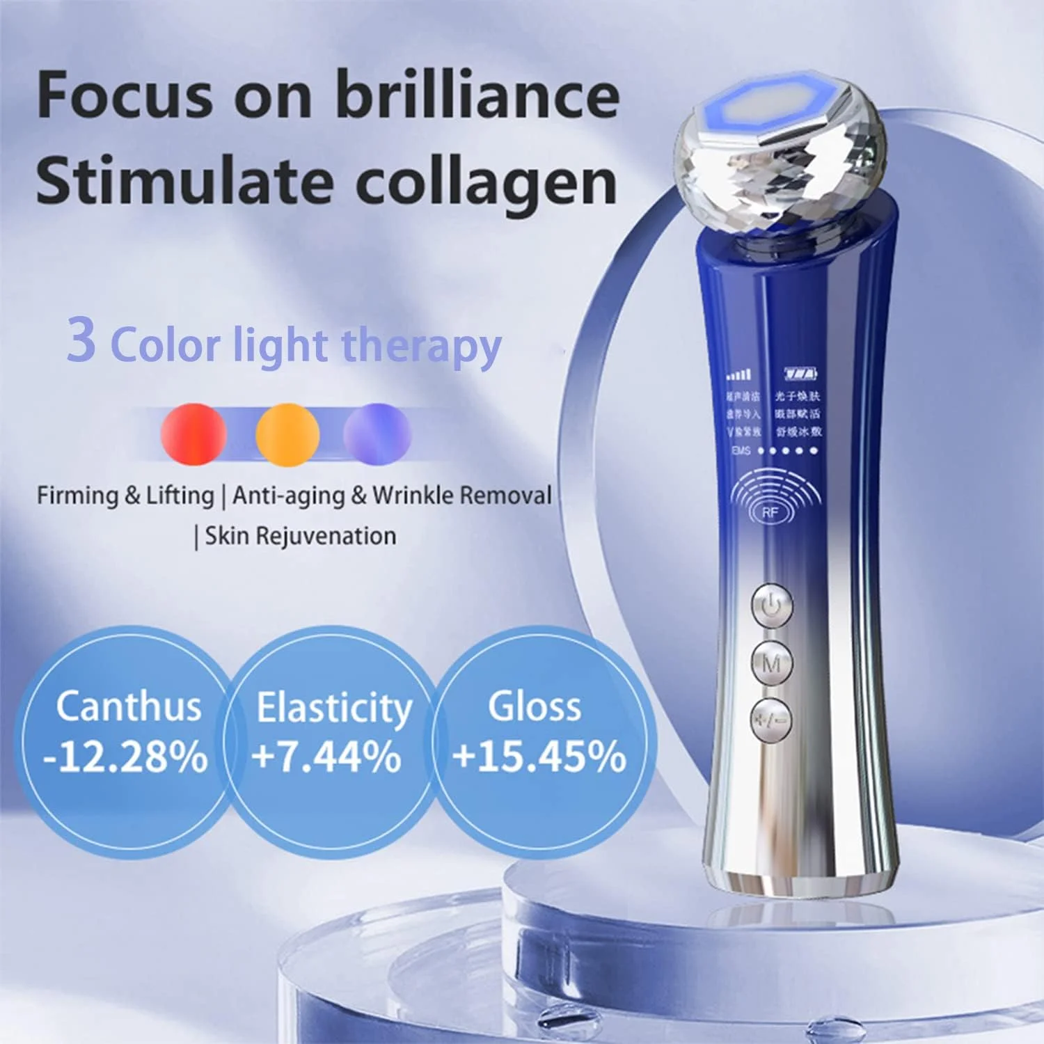 ماساژور صورت آر اف ای ام اس KROSTY، دستگاه آر اف، دستگاه زیبایی جوانسازی فوتون، دستگاه آر اف جوانسازی پوست ال ای دی، لیفت صورت الکتروپوریشن، کاهش غبغب. (قرمز)