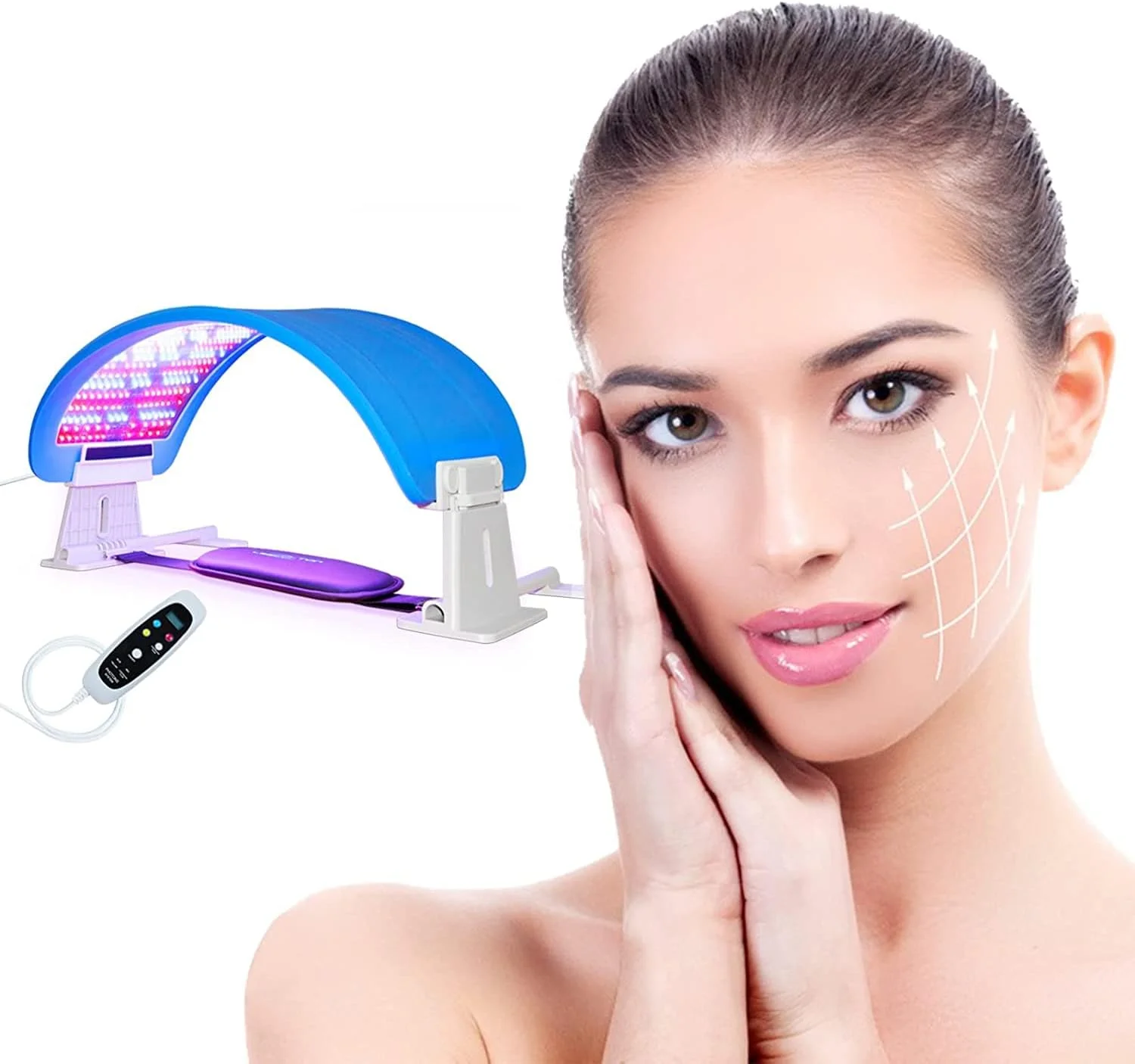 دستگاه نوردرمانی LED برای زیبایی و جوانسازی پوست، هدیه ای برای بانوان، دستگاه فوتودینامیک PDT تاشو، دستگاه نور درمانی فوتون