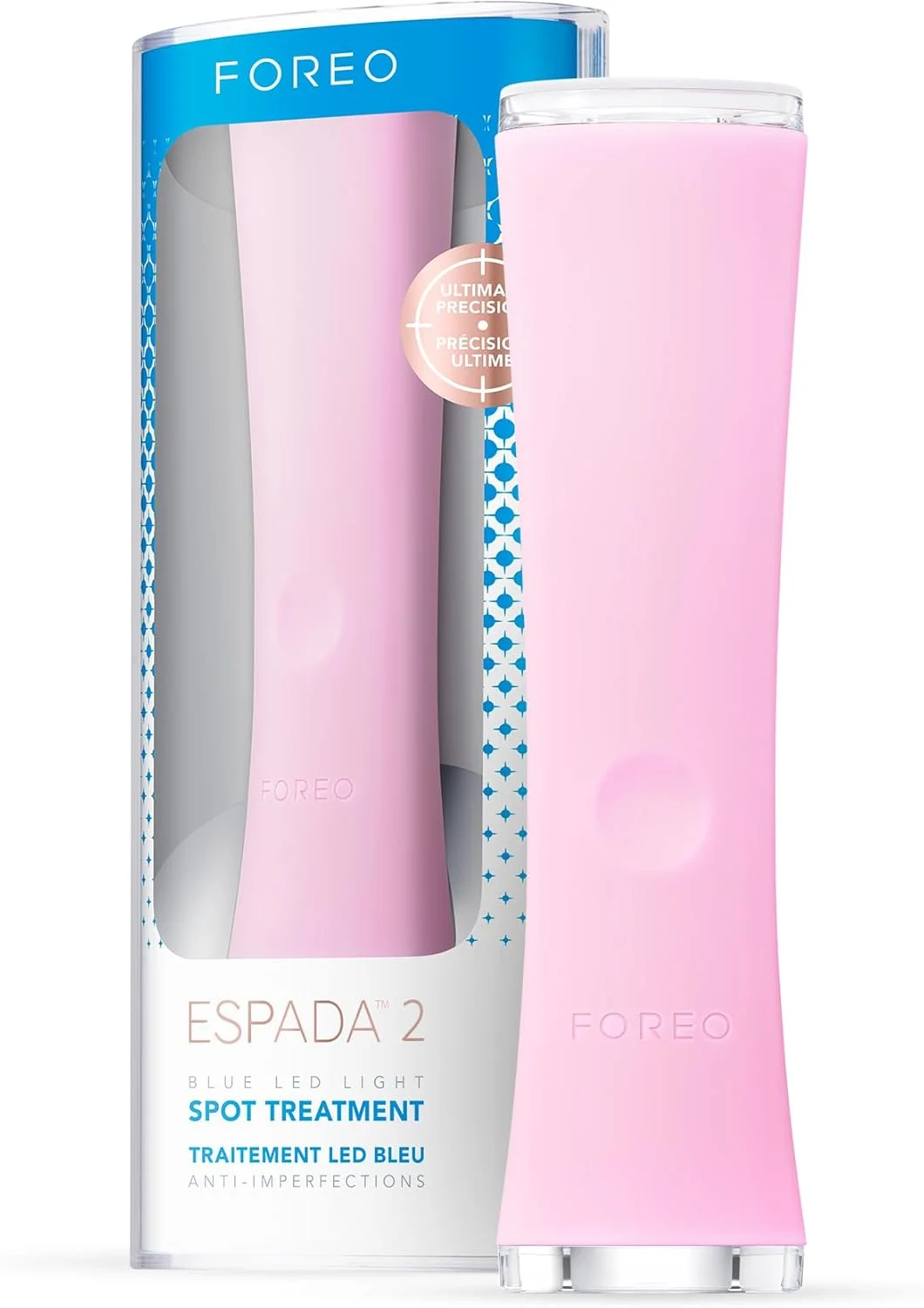 دستگاه درمان لک و جوش با نور LED FOREO ESPADA 2 - سیلیکون پزشکی - درمان جای زخم صورت - حذف جوش و لک - صورتی مرواریدی دستگاه درمان لک و جوش با نور LED FOREO ESPADA 2 - سیلیکون پزشکی - درمان جای زخم صورت - حذف جوش و لک - صورتی مرواریدی