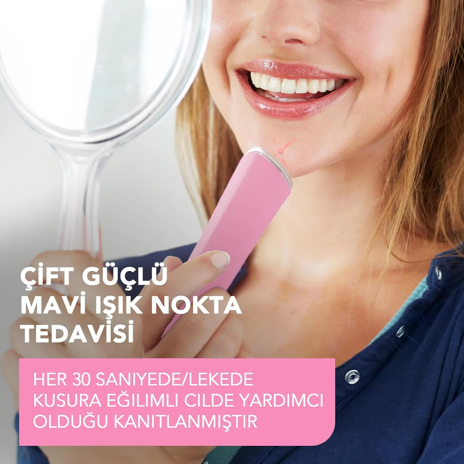 دستگاه درمان لک و جوش با نور LED FOREO ESPADA 2 - سیلیکون پزشکی - درمان جای زخم صورت - حذف جوش و لک - صورتی مرواریدی