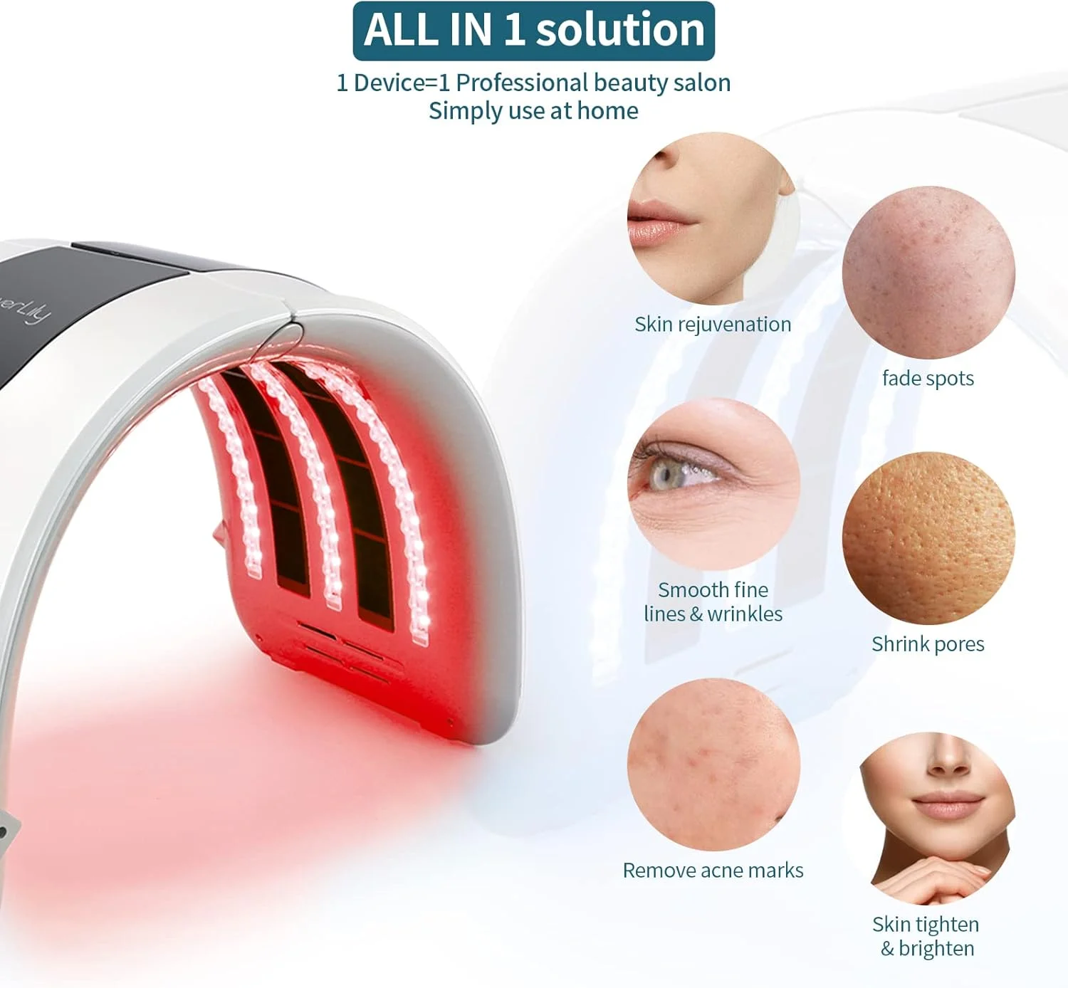 ماسک صورت LED با 7 رنگ، لامپ نور قرمز، دستگاه PDT، ماسک نور مراقبت از پوست حرفه ای برای SPA صورت و بدن، ضد پیری، جوانسازی، سفت کننده، صاف کننده چین و چروک، روشن کننده پوست، استفاده خانگی، دستگاه سالن زیبایی