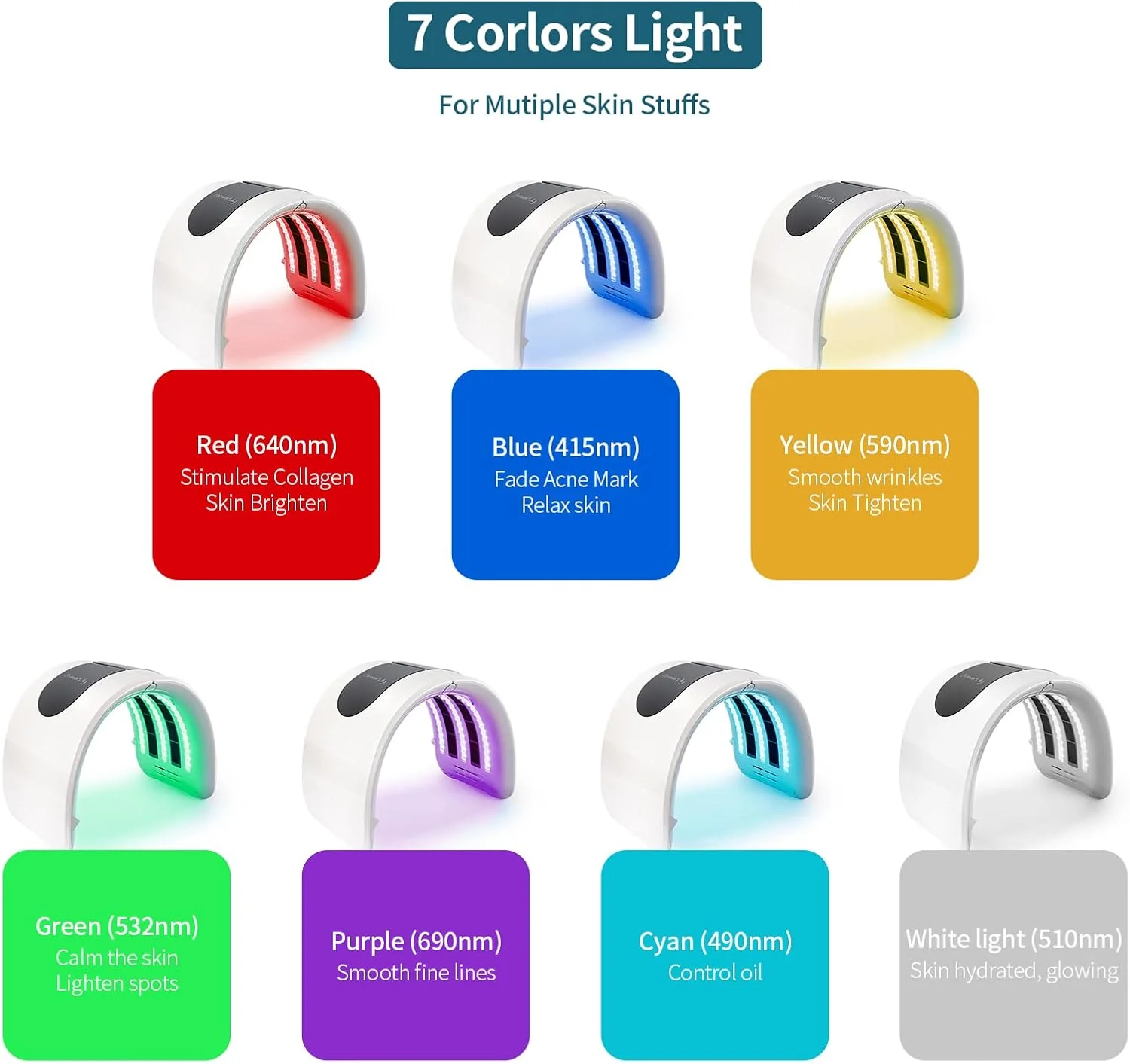ماسک صورت LED با 7 رنگ، لامپ نور قرمز، دستگاه PDT، ماسک نور مراقبت از پوست حرفه ای برای SPA صورت و بدن، ضد پیری، جوانسازی، سفت کننده، صاف کننده چین و چروک، روشن کننده پوست، استفاده خانگی، دستگاه سالن زیبایی
