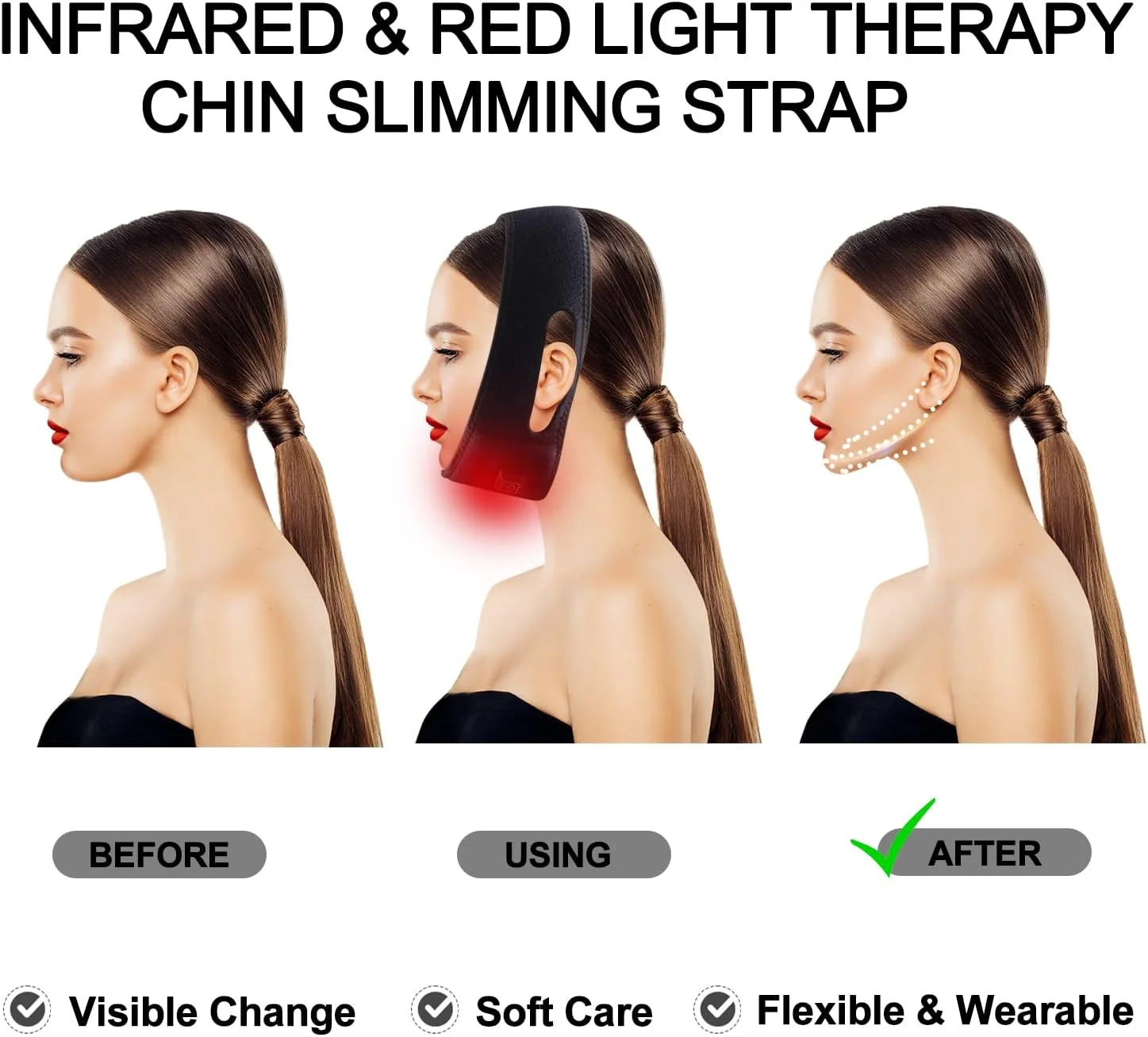 کمربند نور درمانی قرمز برای گردن، پد انعطاف پذیر و پوشیدنی نور درمانی مادون قرمز، دستگاه نور درمانی قرمز برای تسکین درد عضلات کمر، شانه و کمر، هدیه ای برای زنان