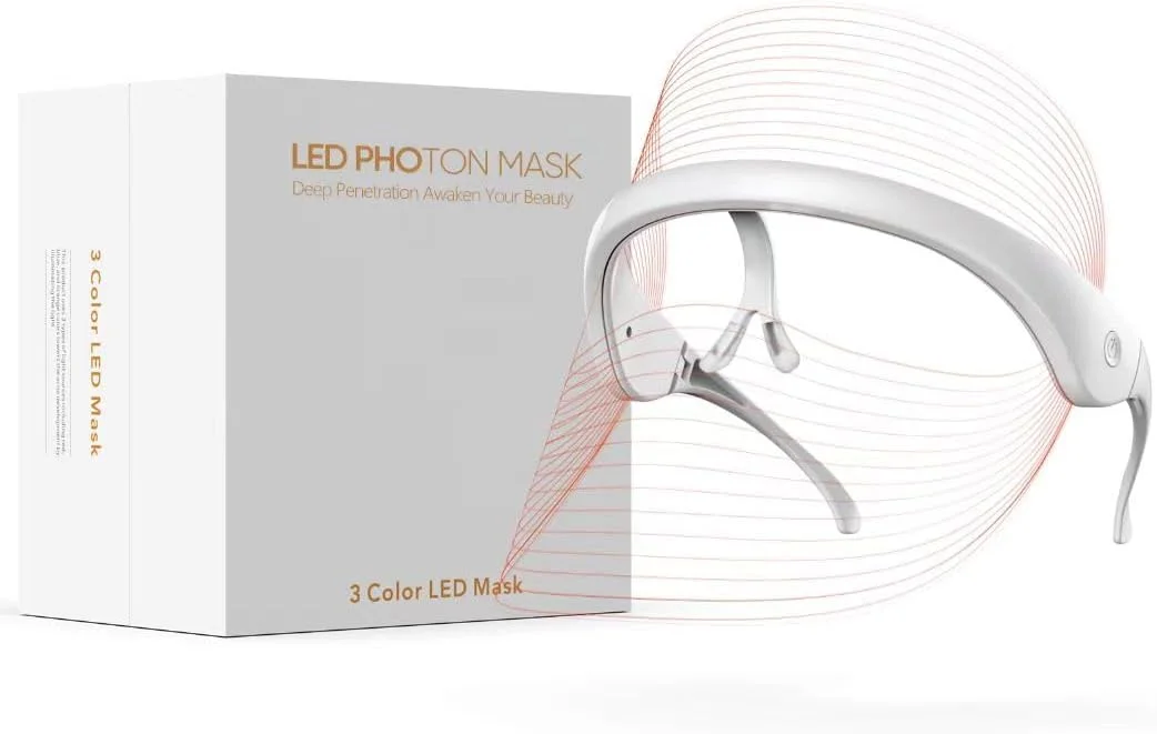 ماسک صورت LED دستگاه زیبایی فوتون درمانی صورت با کابل USB، ماسک مراقبت از پوست LED 3 رنگ برای جوانسازی صورت و ضد پیری