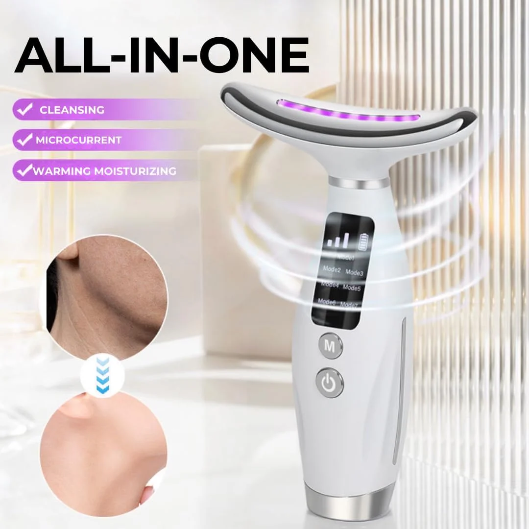 ماساژور صورت و گردن LED هفت رنگ | سفت کننده پوست، ضد پیری، رفع چین و چروک | دستگاه زیبایی لیفت صورت برای زنان | ابزار مراقبت از پوست صورت با نور قرمز برای مراقبت از پوست در خانه ماساژور صورت و گردن LED هفت رنگ | سفت کننده پوست، ضد پیری، رفع چین و چروک | دستگاه زیبایی لیفت صورت برای زنان | ابزار مراقبت از پوست صورت با نور قرمز برای مراقبت از پوست در خانه