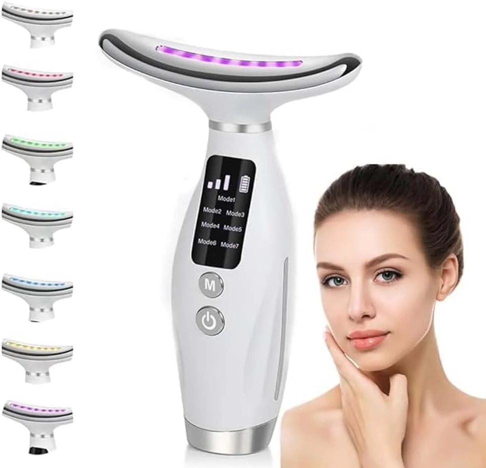ماساژور صورت LED با نور درمانی 7 رنگ – دستگاه جوانسازی برای سفت کردن، لیفت و لاغری پوست، مناسب برای صورت، گردن، چشم و کاهش چین و چروک