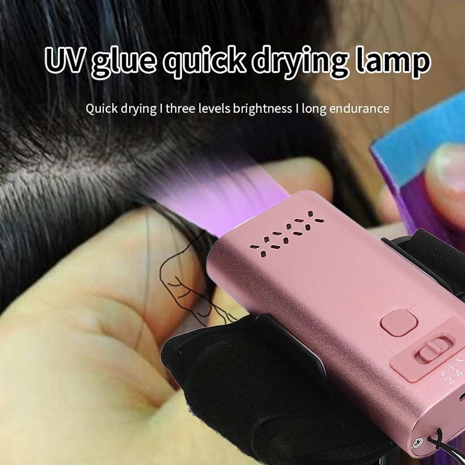 چراغ LED ناخن ASHATA، نور خشک کننده ژل آلیاژ آلومینیوم 6 وات با 3 سطح روشنایی قابل تنظیم، باتری 3000 میلی آمپر ساعتی، برای اکستنشن مژه و مو (طلایی صورتی)