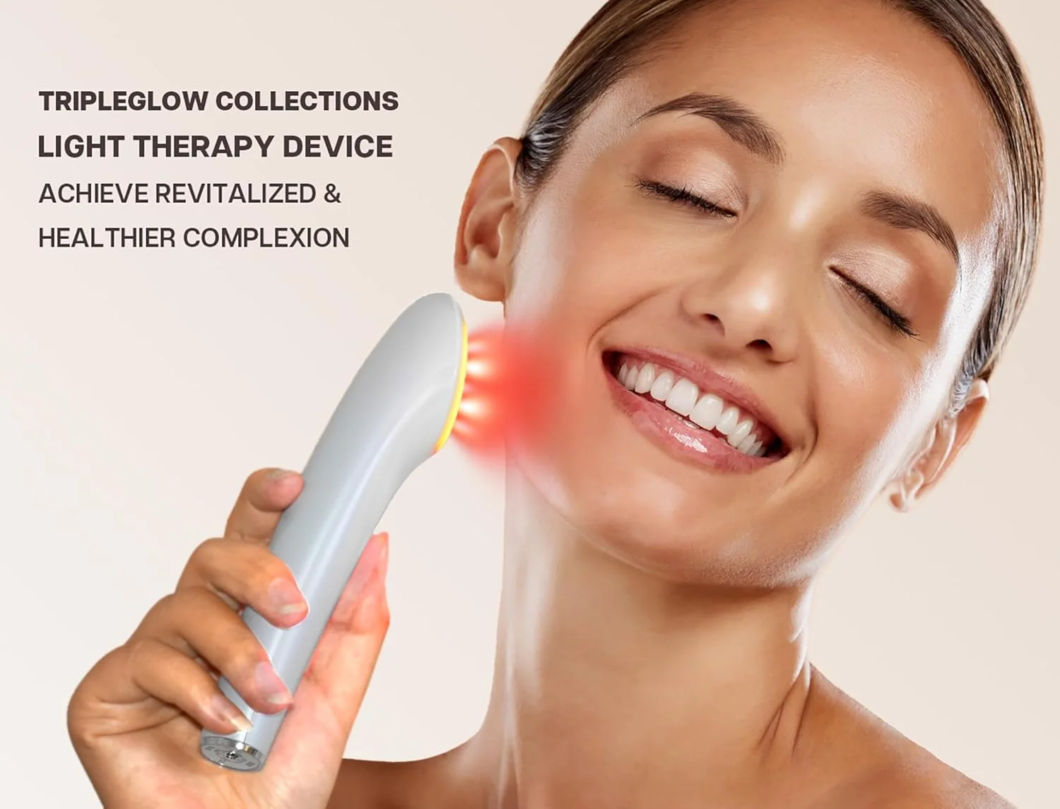 دستگاه جوانسازی پوست دستی VRAIKO برای صورت و بدن، چراغ های TripleGlow برای ضد پیری، کاهش چین و چروک و یکدست کردن رنگ پوست برای درخشش طبیعی