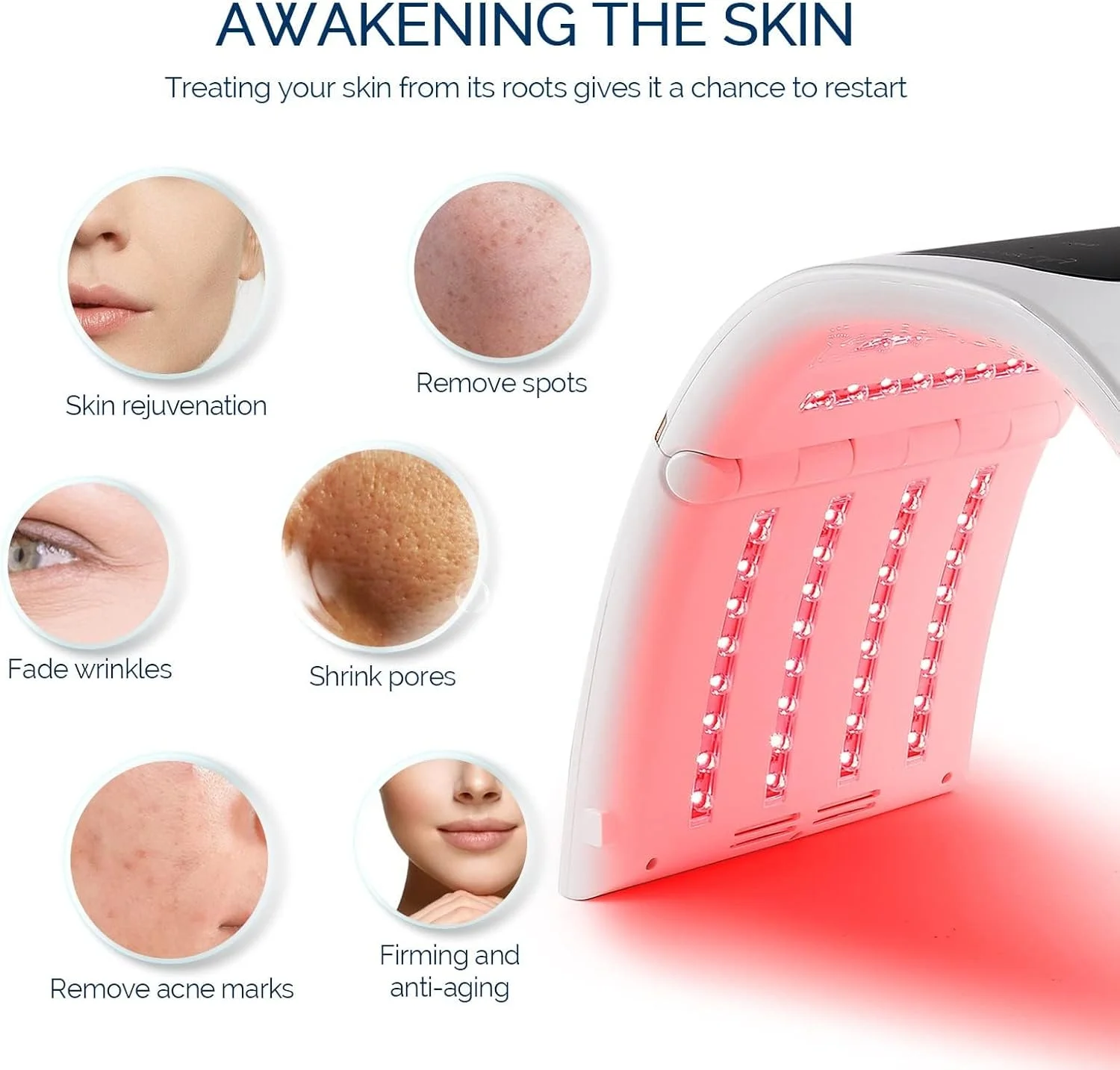 دستگاه فتوتراپی صورت آزونی با نور 7 رنگ، نور قرمز برای صورت، دستگاه نور ال ای دی حرفه ای برای مراقبت از پوست صورت/گردن/بدن/دست/پا، برای جوانسازی/ضد پیری/چین و چروک/لکه ها